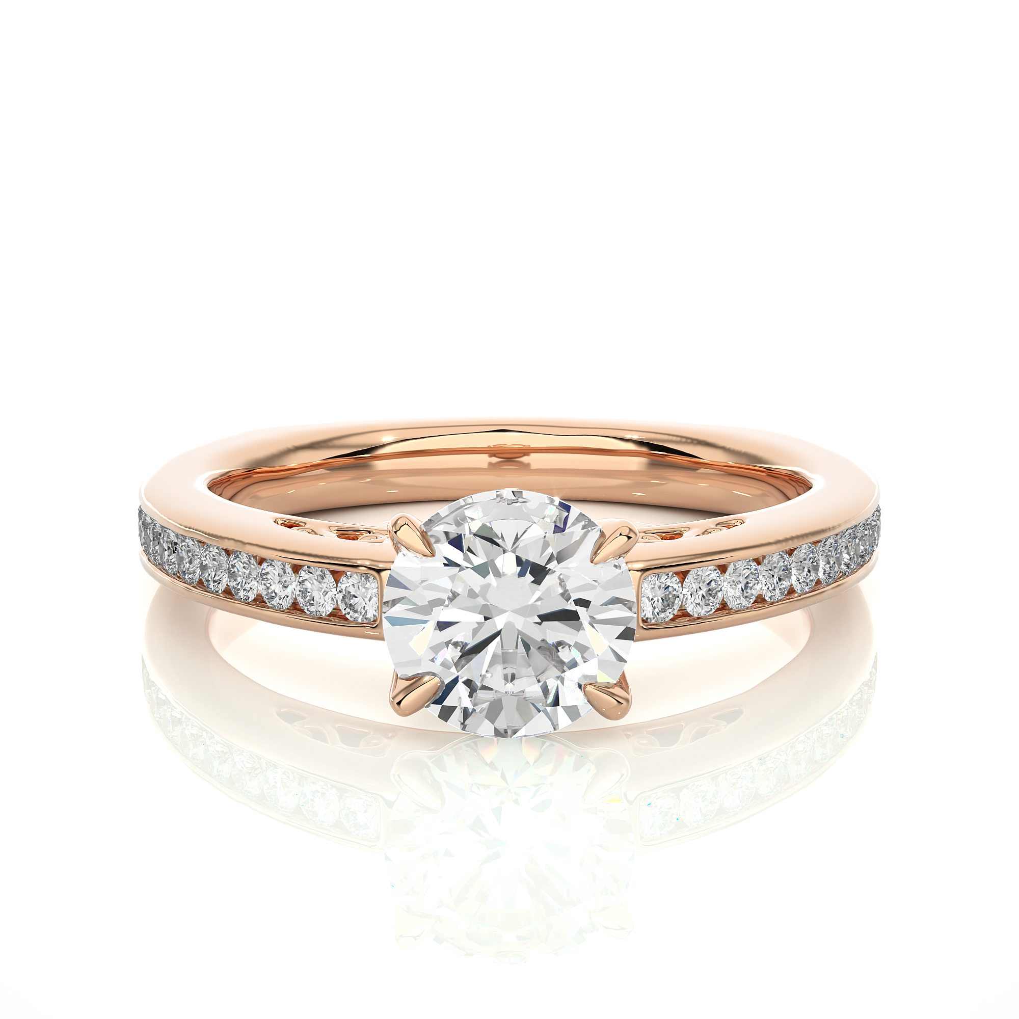 1.27Ct Solitaire Round Cut Diamond Ring in Rose Gold - Blu Diamonds
