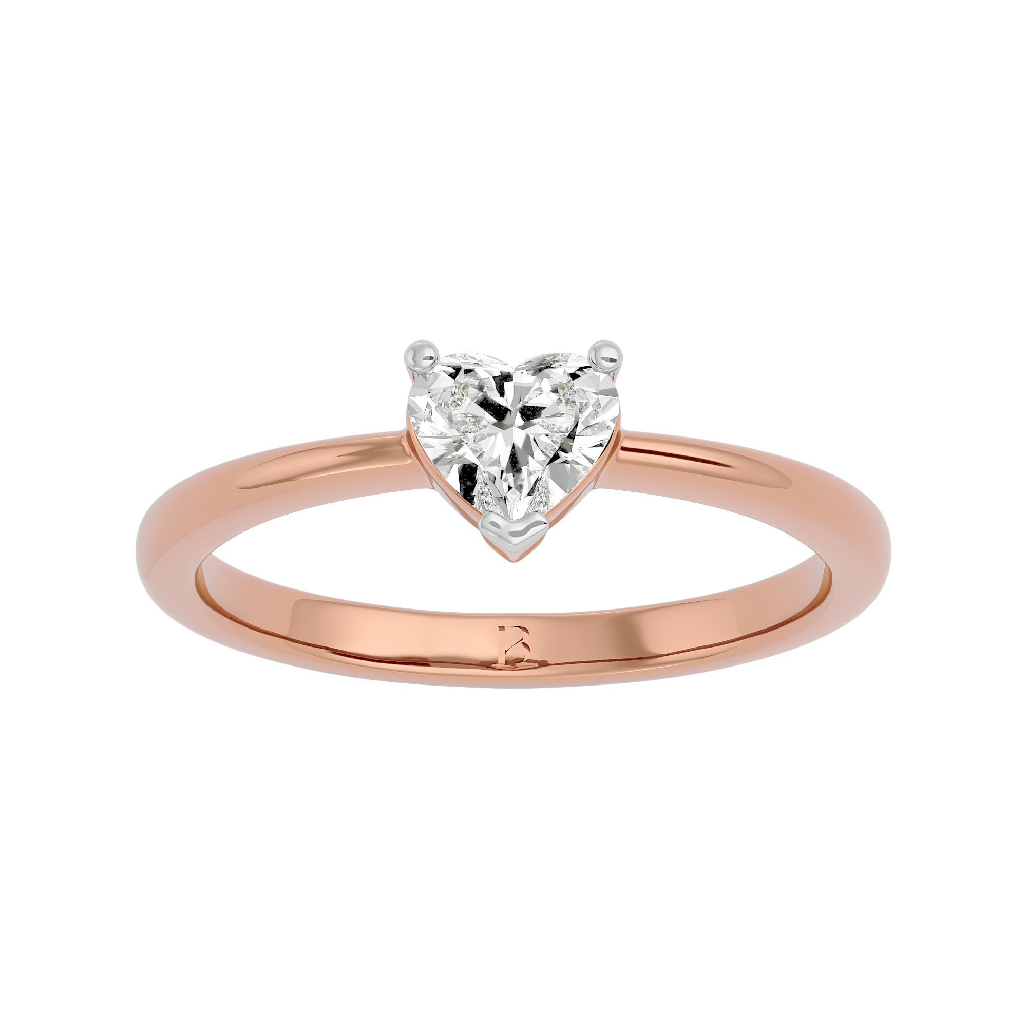 Rose Gold Heart Shaped Solitaire Lab Grown Diamond Ring -Blu Diamonds 