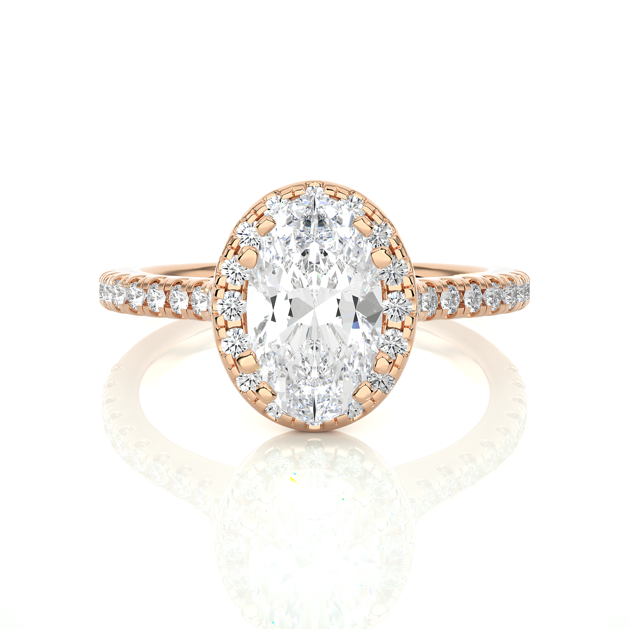 1.49Ct Oval Shaped Solitaire Diamond Ring in 14Kt Rose Gold - Blu Diamonds