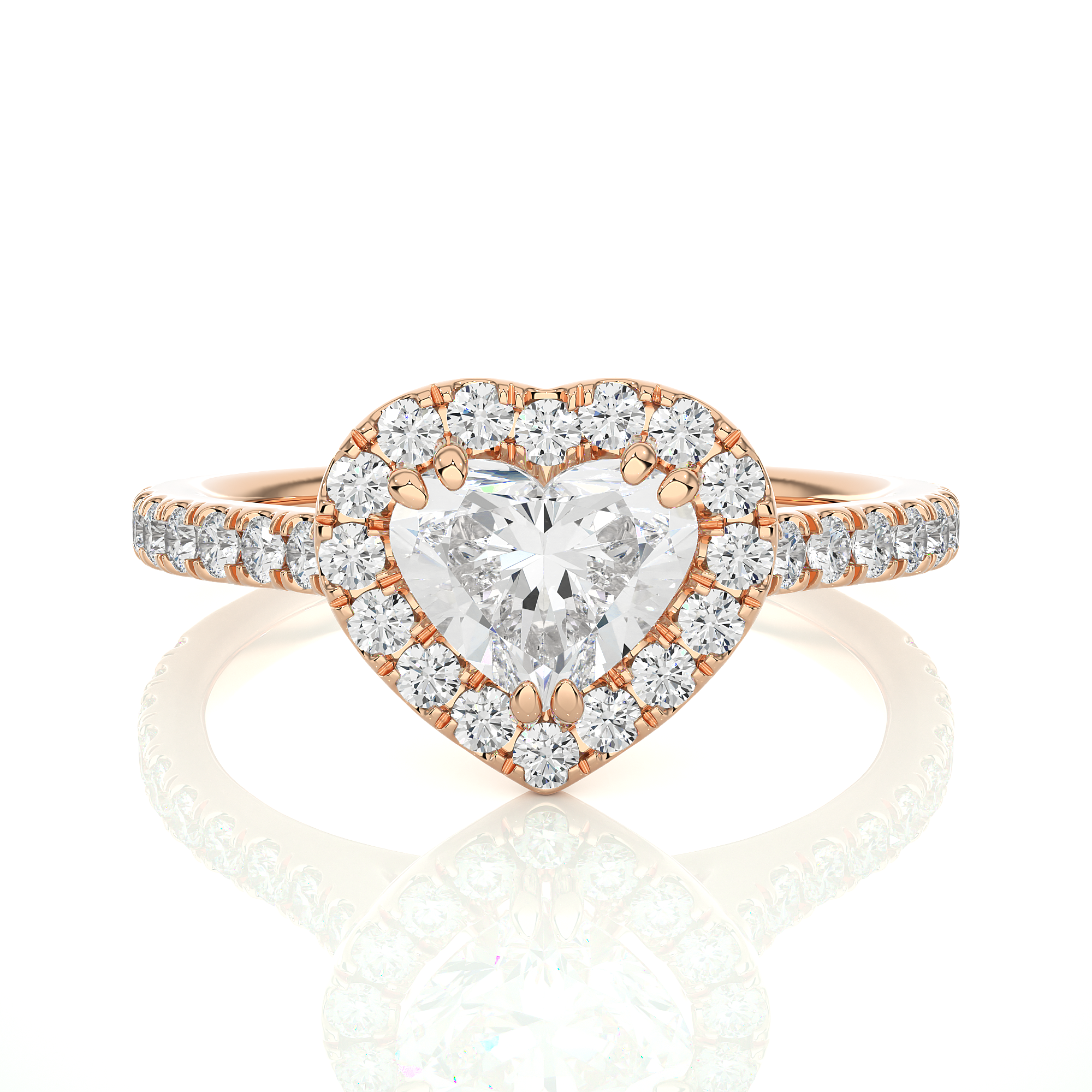 1.33 Ct Heart Shaped Solitaire Diamond Ring in 14Kt Rose Gold - Blu Diamonds