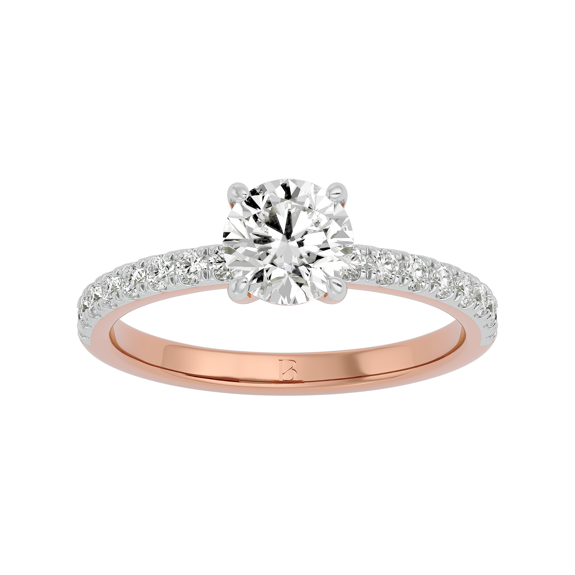Round Cut Solitaire Lab Grown Diamond Ring in Rose Gold 