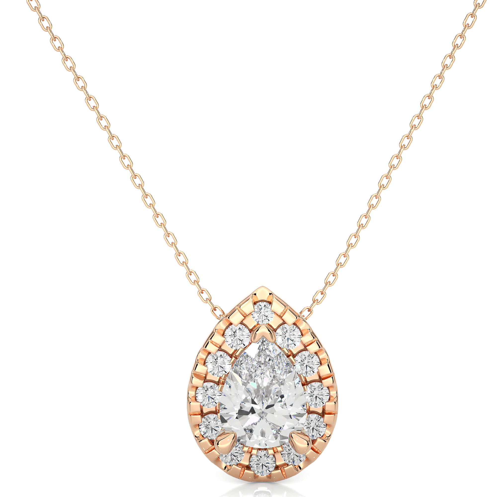 Rose Gold 0.8Ct Pear Shaped Lab Grown Diamond Pendant - Blu Diamonds