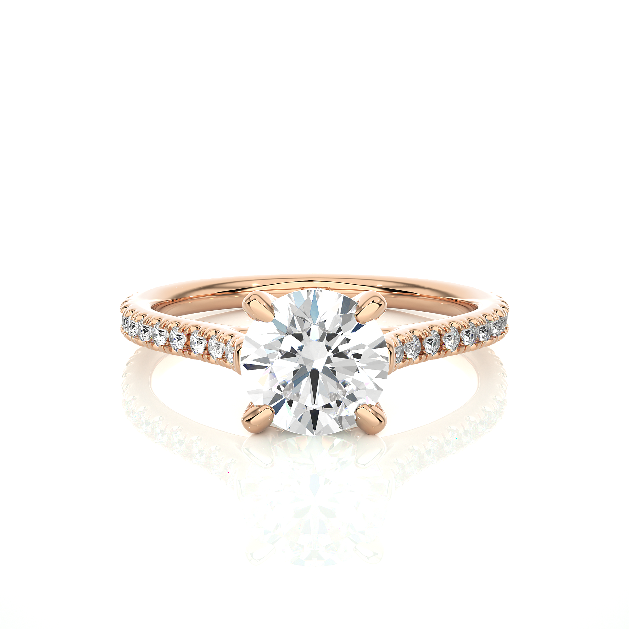 1.58Ct Round Cut Lab Grown diamond Ring in 14Kt Rose Gold - Blu Diamonds