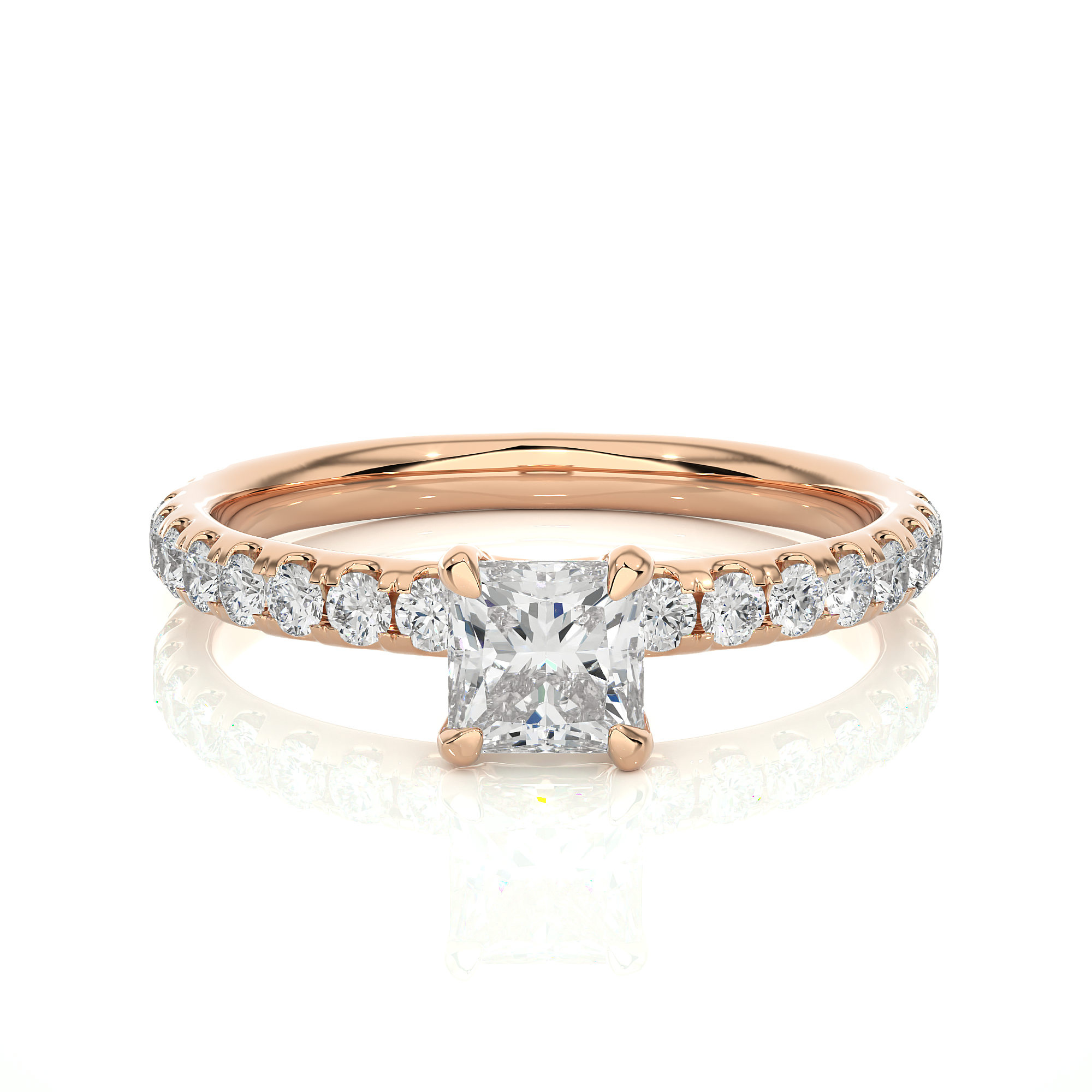 1.01Ct Solitaire Ring With Round Cut Diamond in Rose Gold - Blu Diamonds