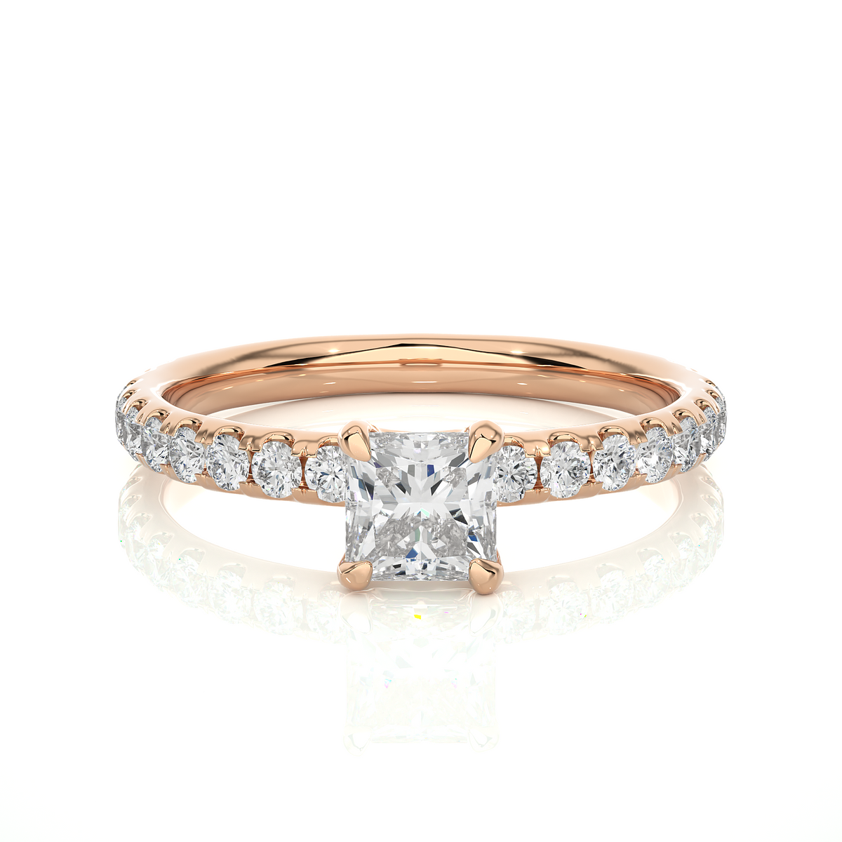 1.01Ct Solitaire Ring With Round Cut Diamond in White, Rose & Yellow Gold