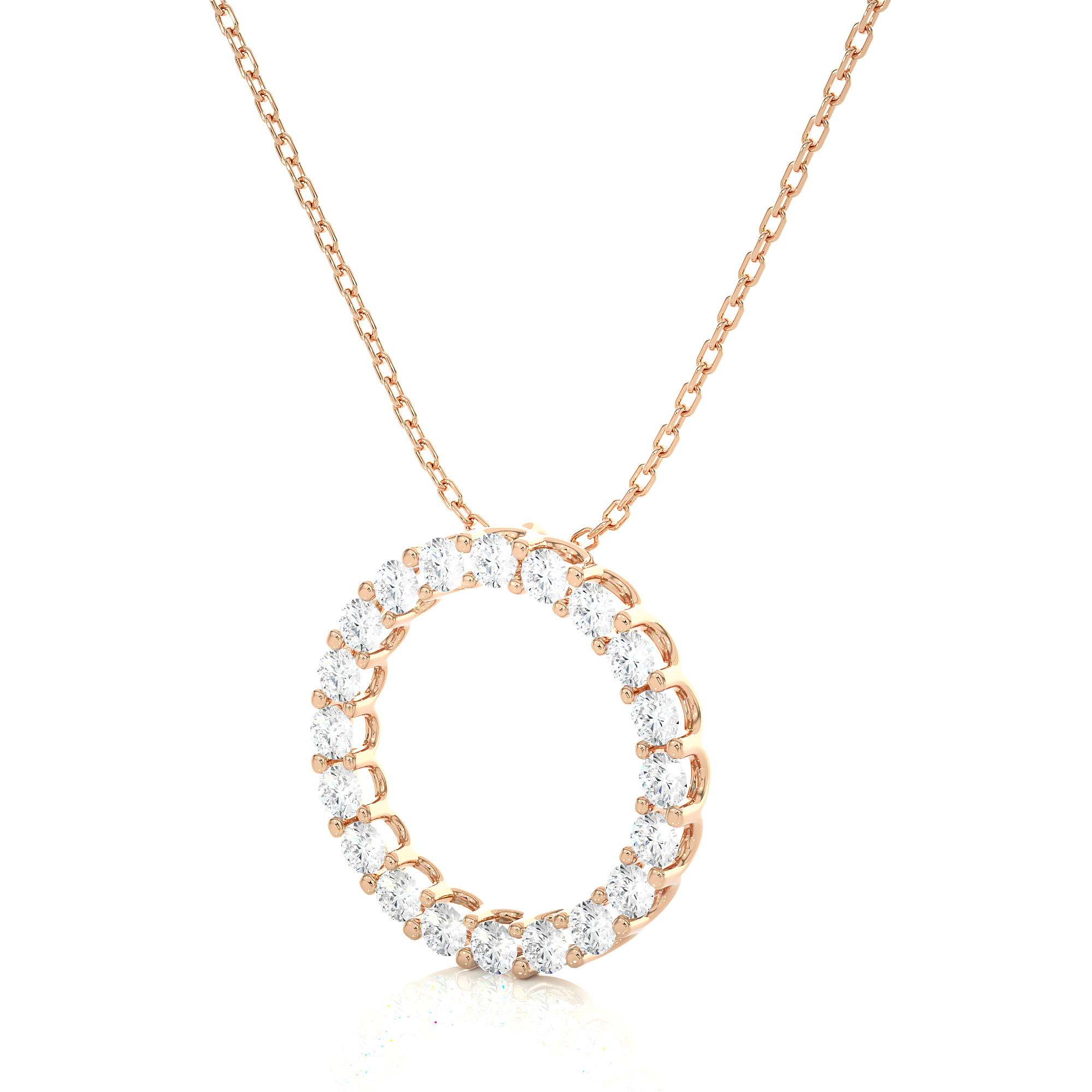1.64Ct Round Lab Grown Diamond Pendant in 14Kt Rose Gold - Blu Diamonds