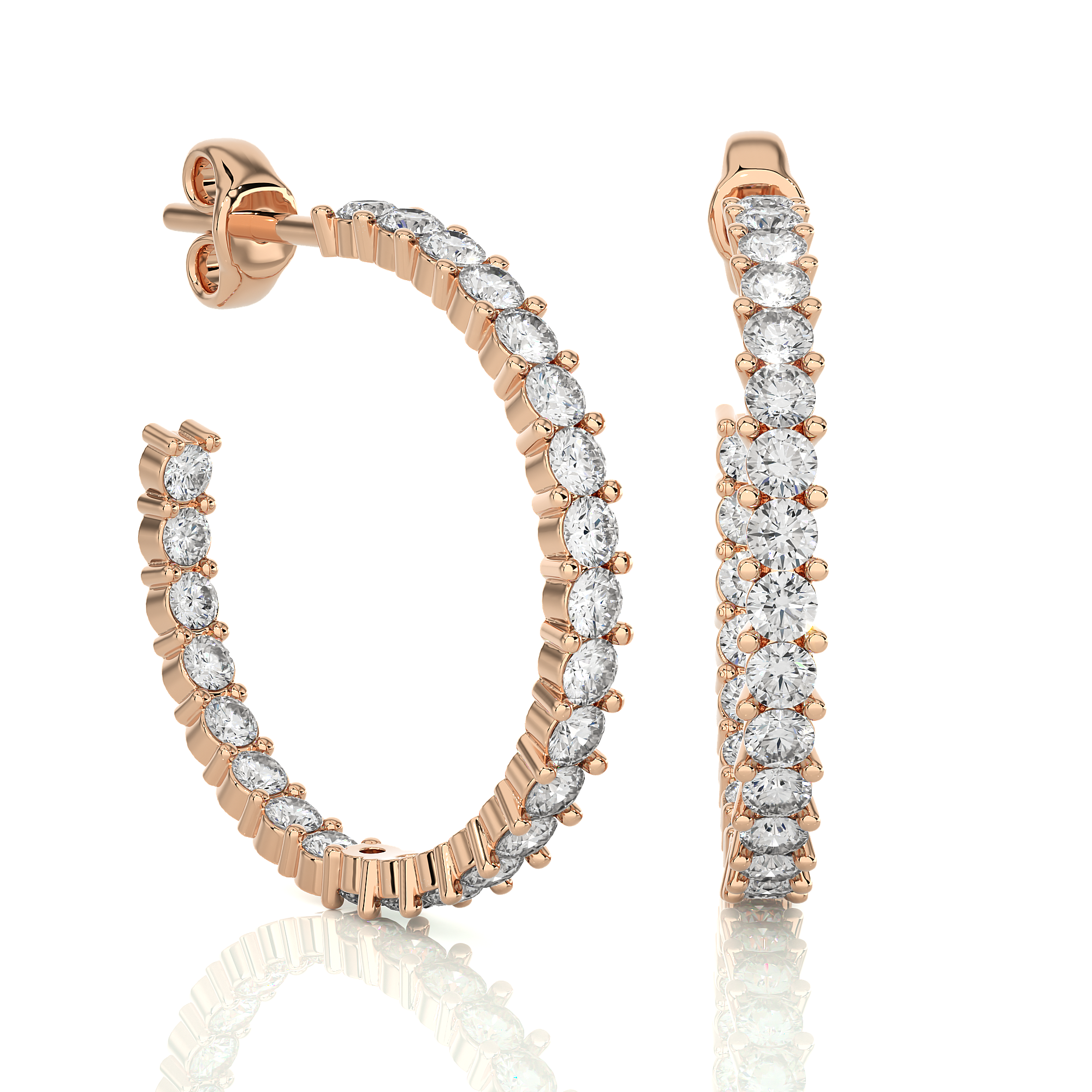 0.92Ct Lab Grown Round Diamond Hoop Earrings in Rose Gold - Blu Diamonds