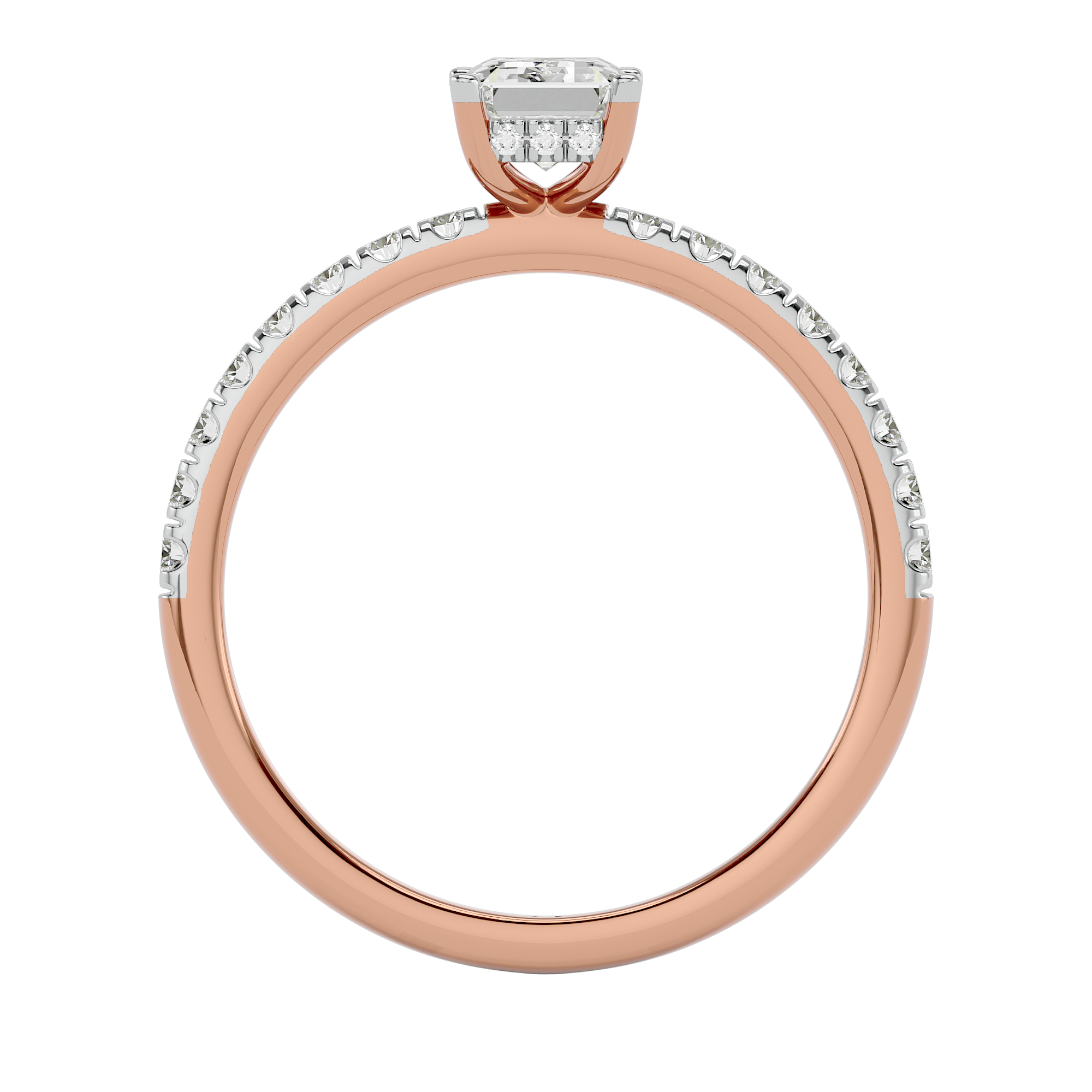 1.07 Ct Solitaire Emerald Cut Diamond Ring in Rose Gold - Blu Diamonds 