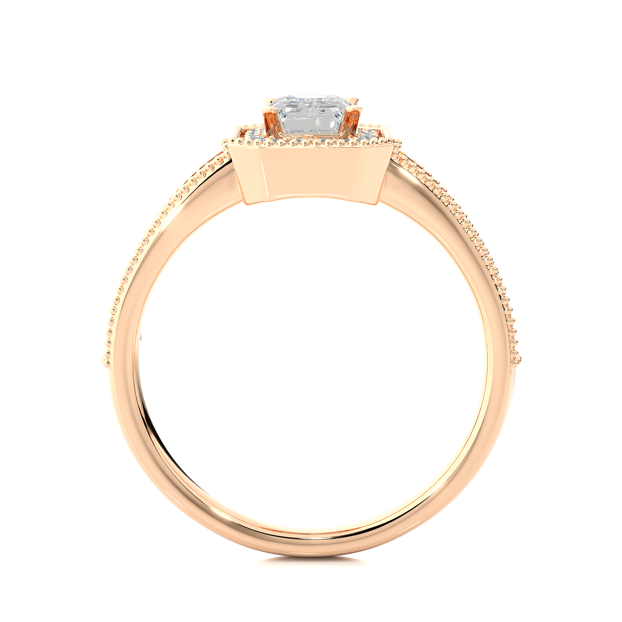 1.07Ct Emerald Cut Diamond Centre Stone Ring in Rose Gold - Blu Diamonds