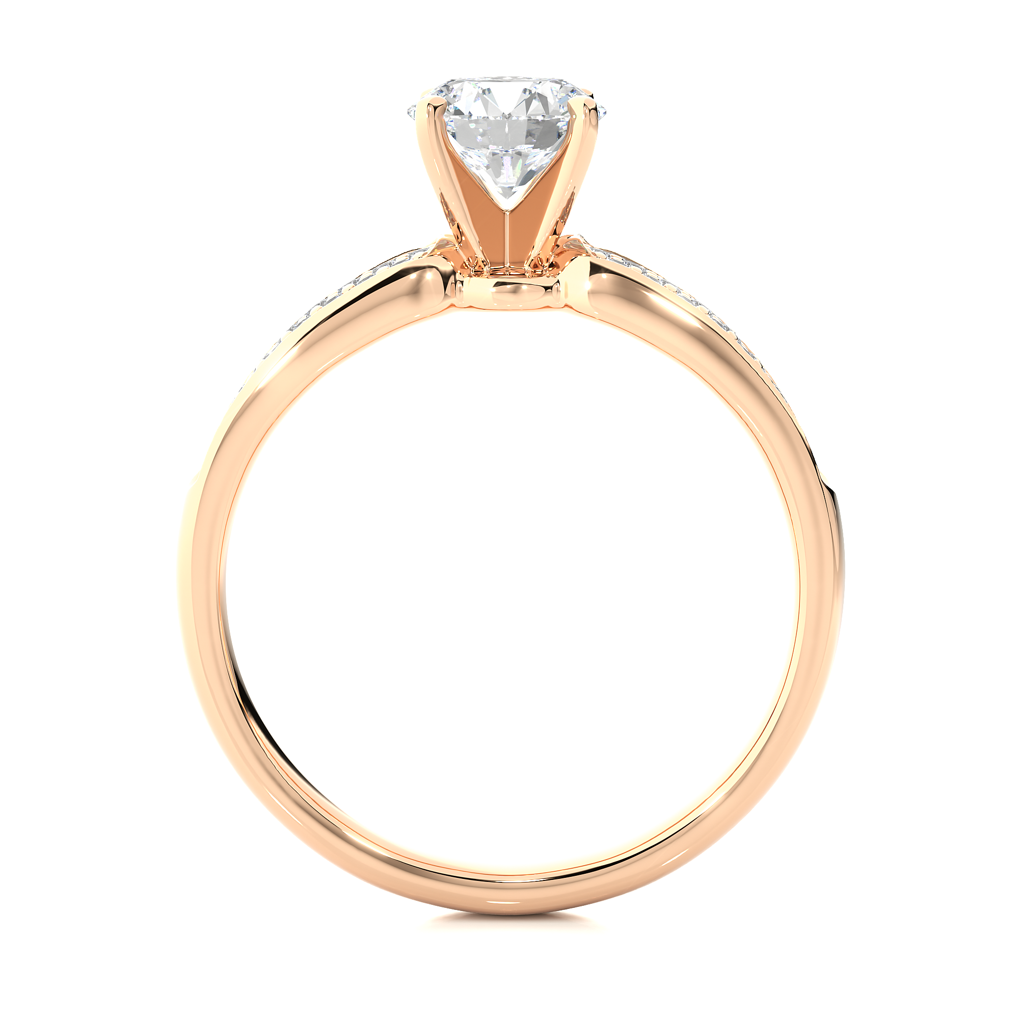 1.02 Ct Round Cut Diamond Centre Stone With 50 Small Diamond Ring in Rose Gold - Blu Diamonds