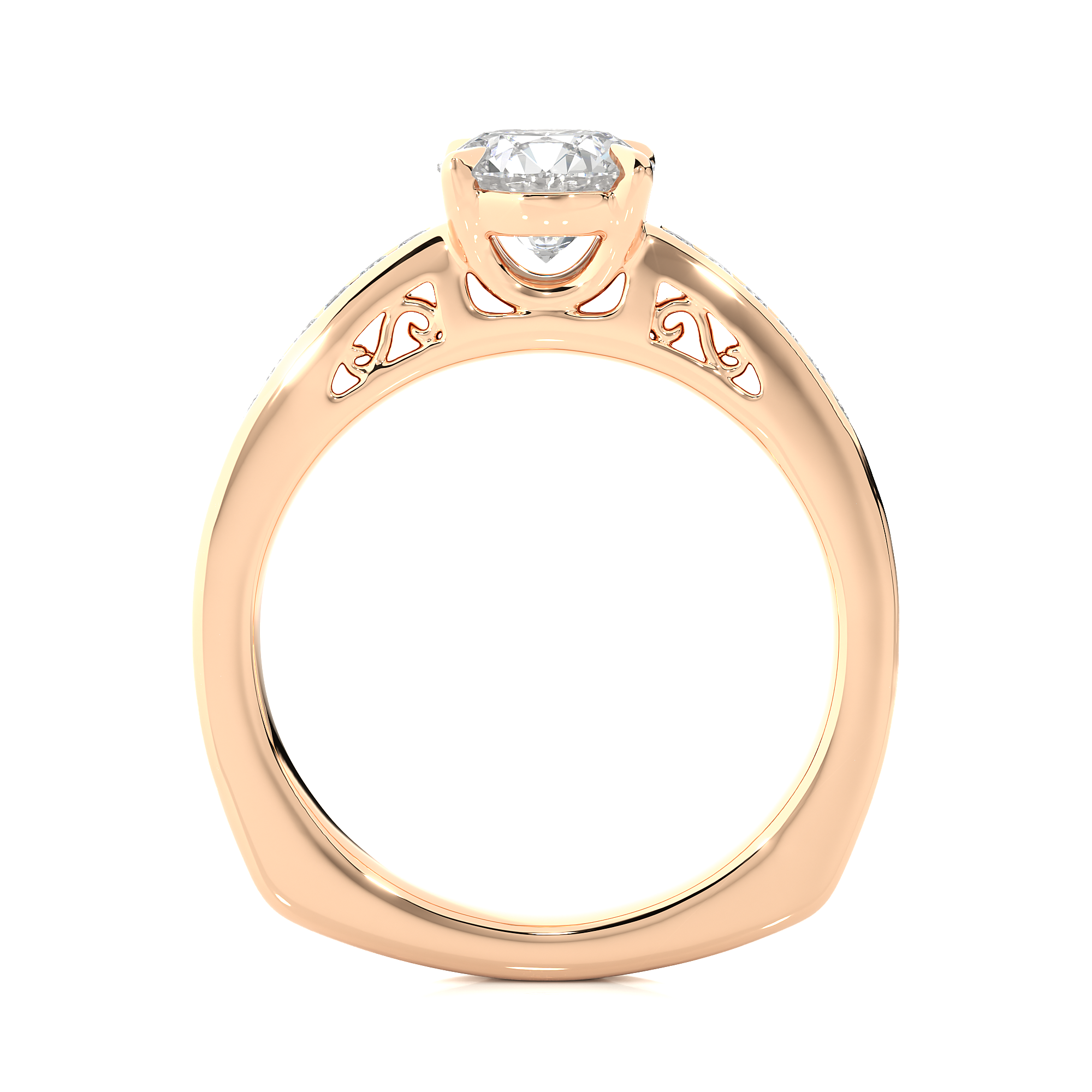 1.27Ct Solitaire Round Cut Diamond Ring in 14Kt Rose Gold - Blu Diamonds