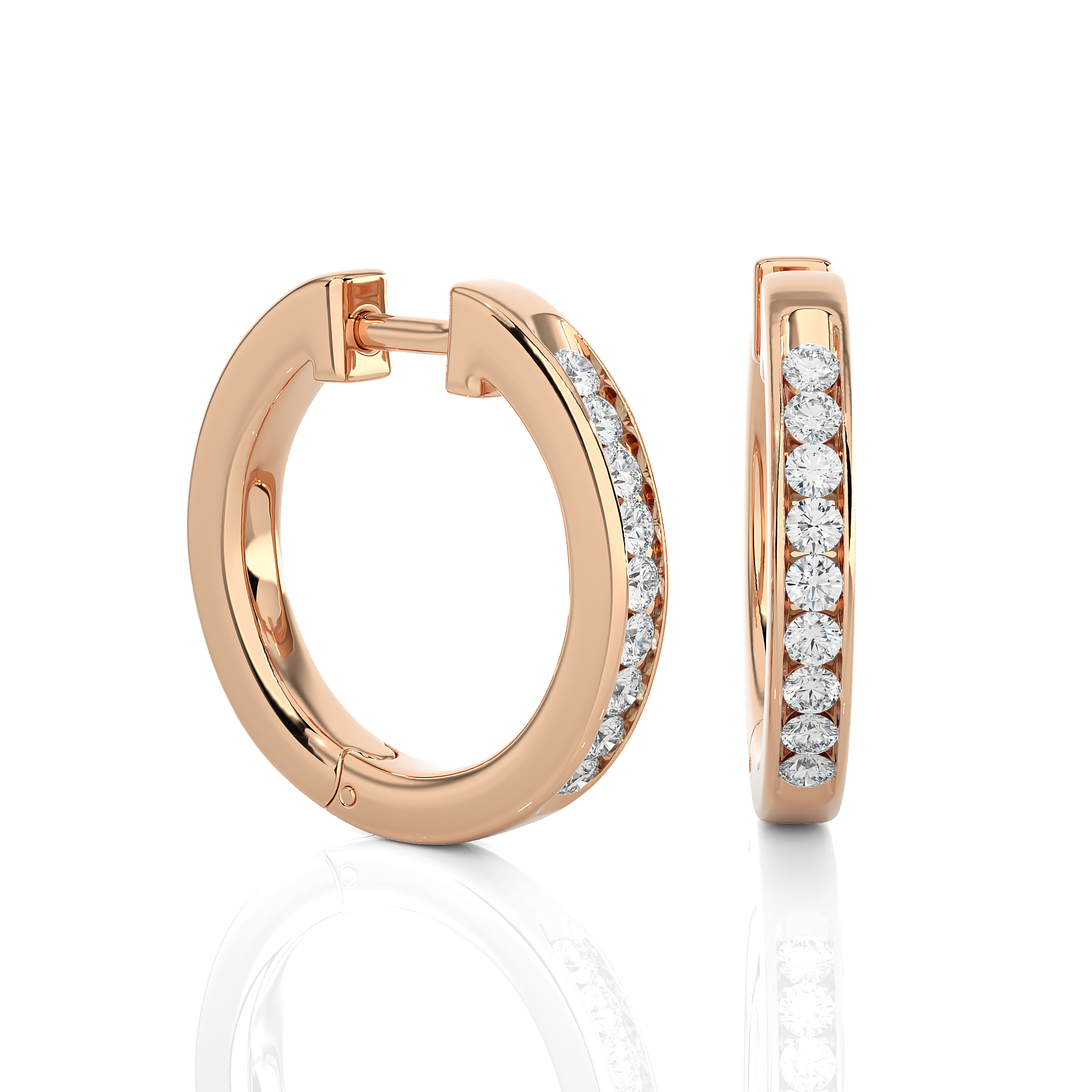 Rose Gold 0.52Ct Lab Grown Round Diamond Hoop Earriings - Blu Diamonds