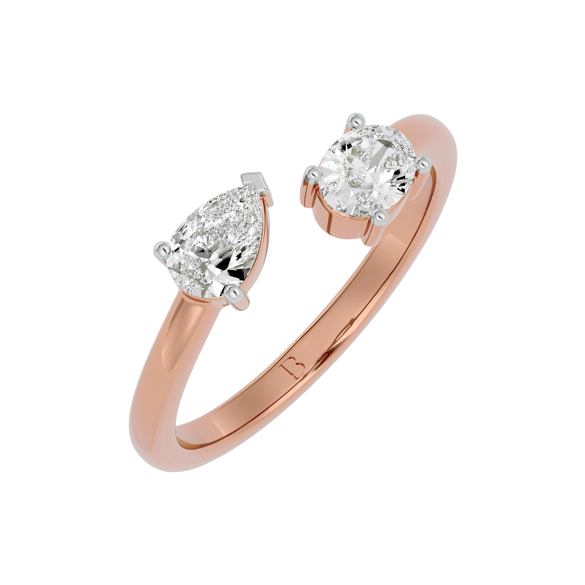 Rose Gold Solitaire Diamond Ring in Pear & Oval Shape