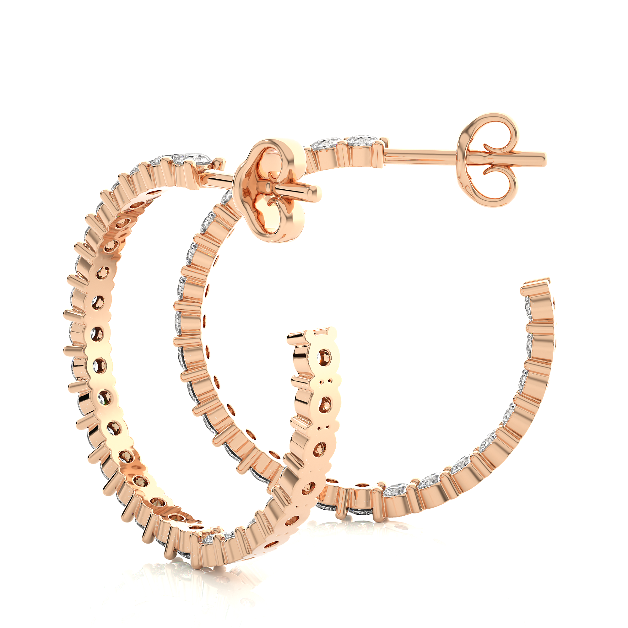 0.92Ct Round Cut Diamond Hoop Earrings in Rose Gold - Blu Diamonds