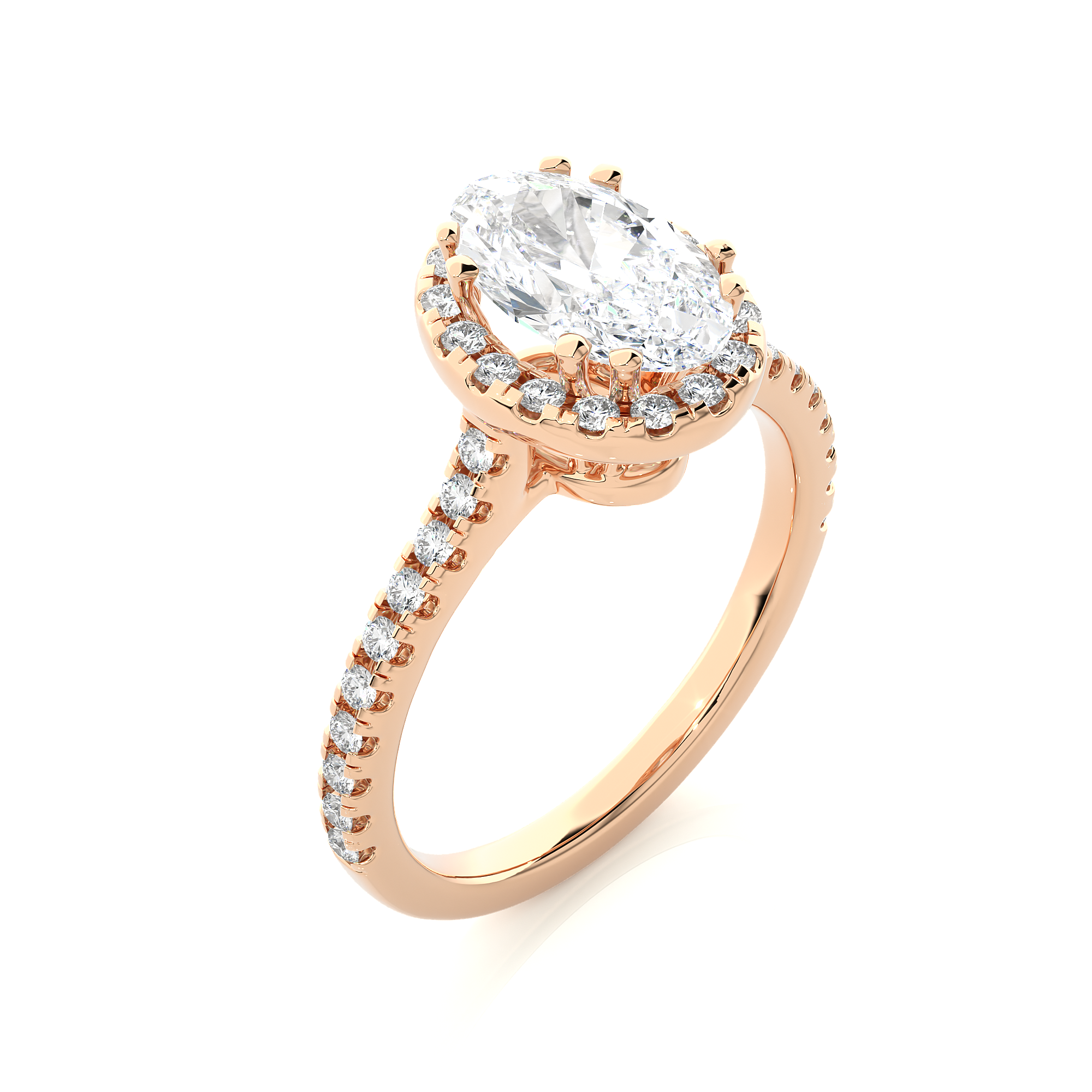 Rose Gold 1.49Ct Oval Shaped Solitaire Diamond Ring - Blu Diamonds