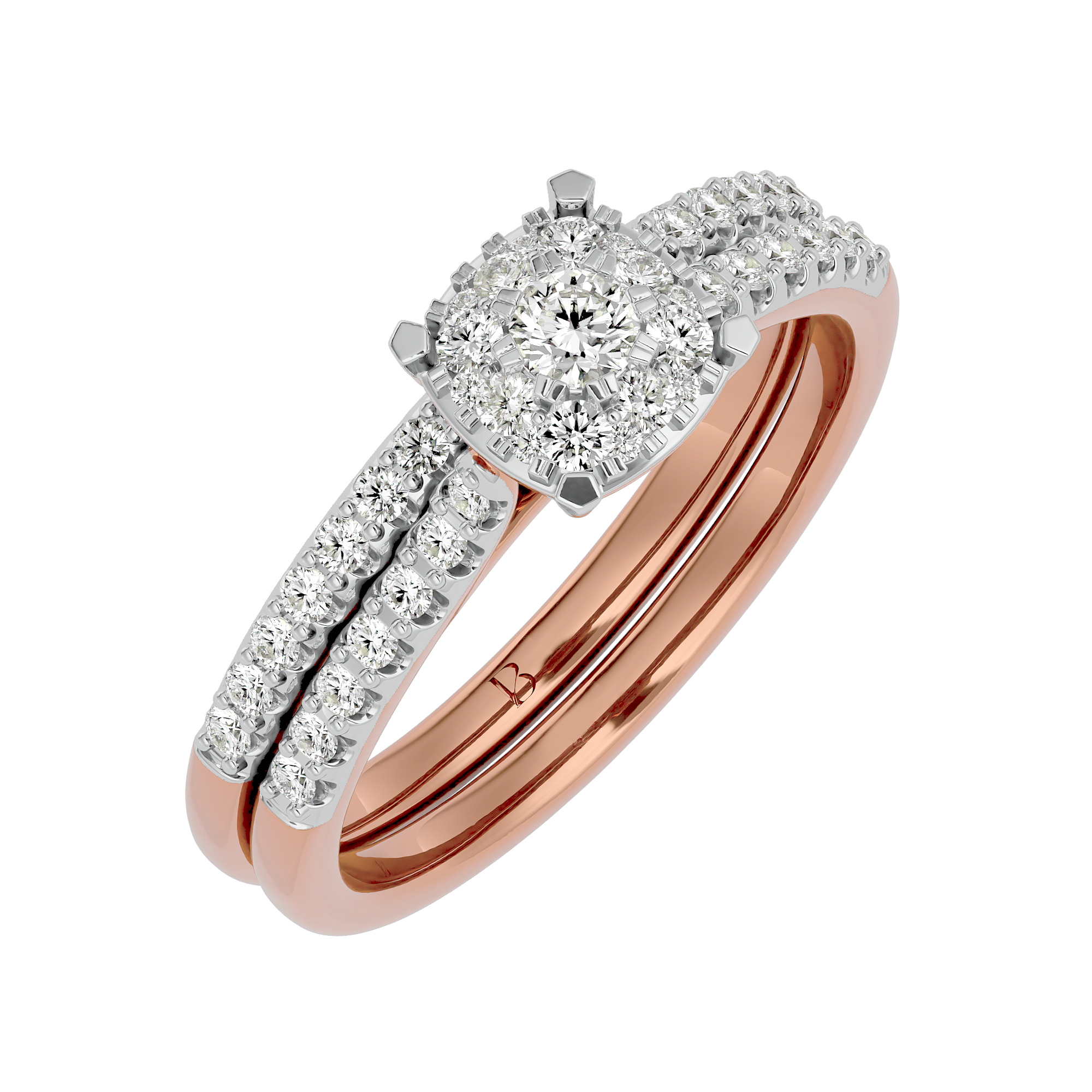 0.61 Ct Lab Grown Engagement Diamond Ring in 14Kt Rose Gold - Blu Diamonds