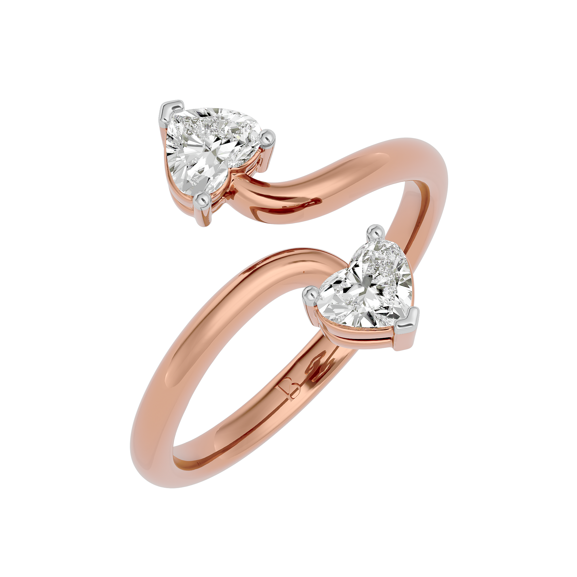 0.66Ct Heart Shaped Promise Ring Rose Gold - Blu Diamonds