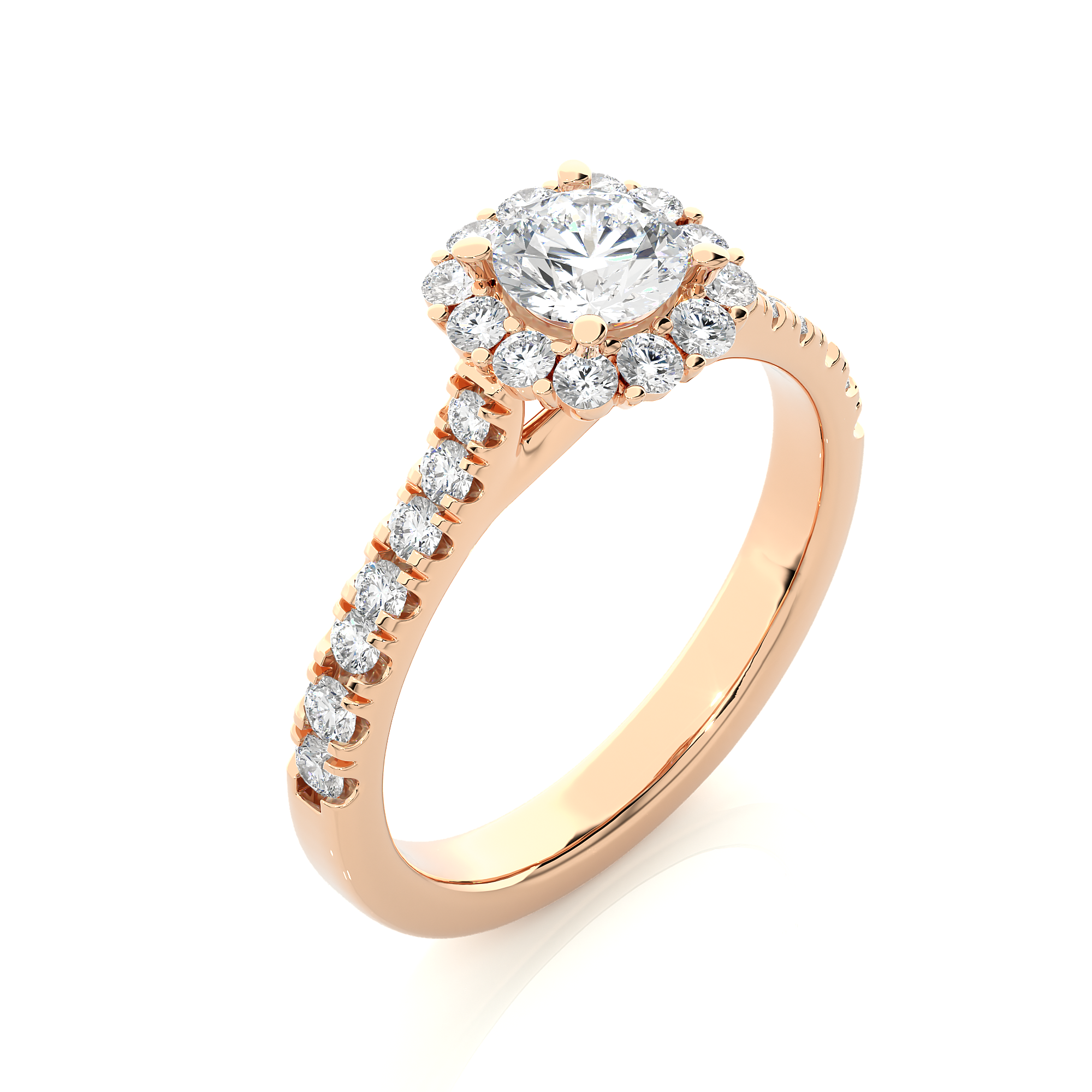  Rose Gold 1.10Ct Round Cut Solitaire Diamond Ring - Blu Diamonds