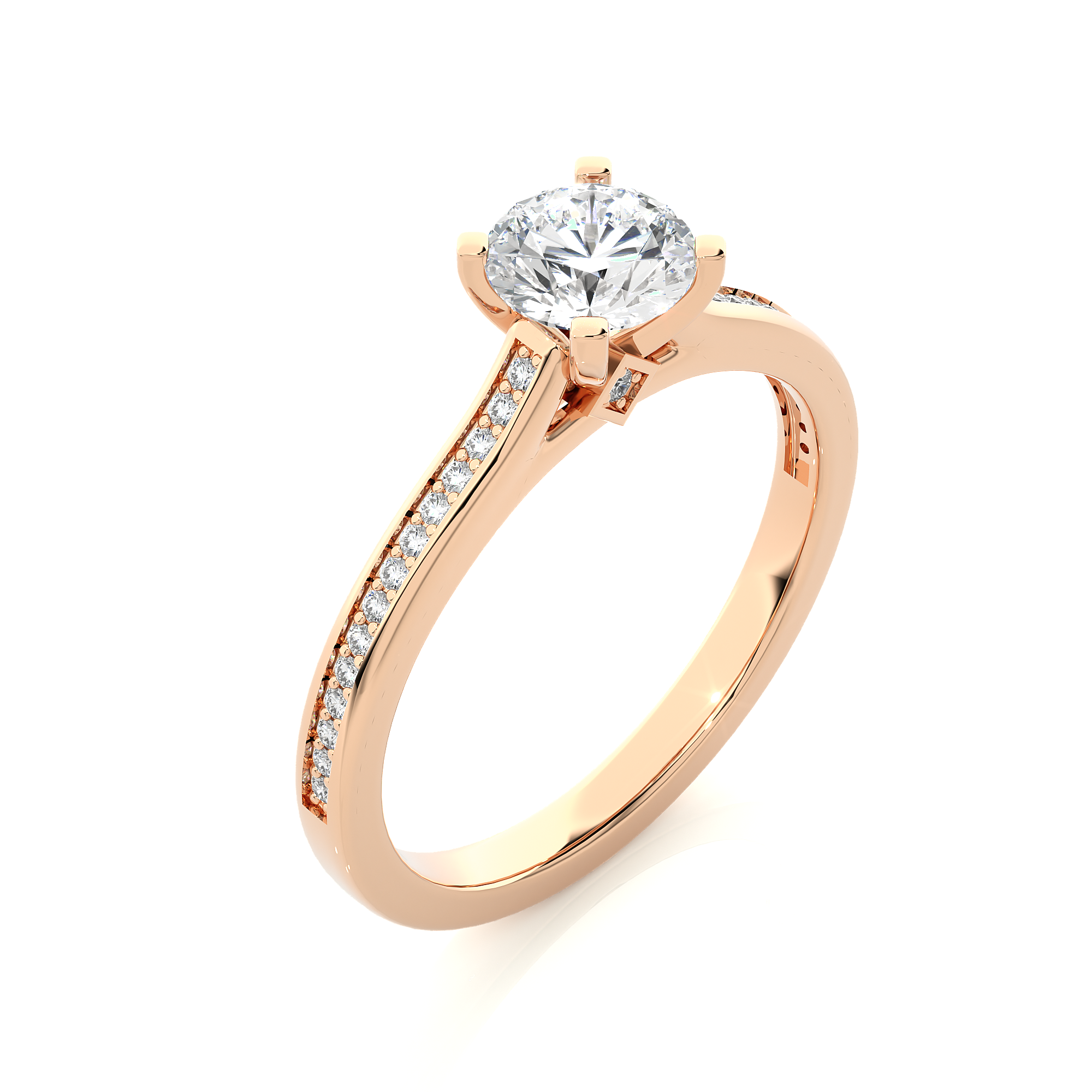 Rose Gold 0.75Ct Round Solitaire Diamond Ring - Blu Diamonds