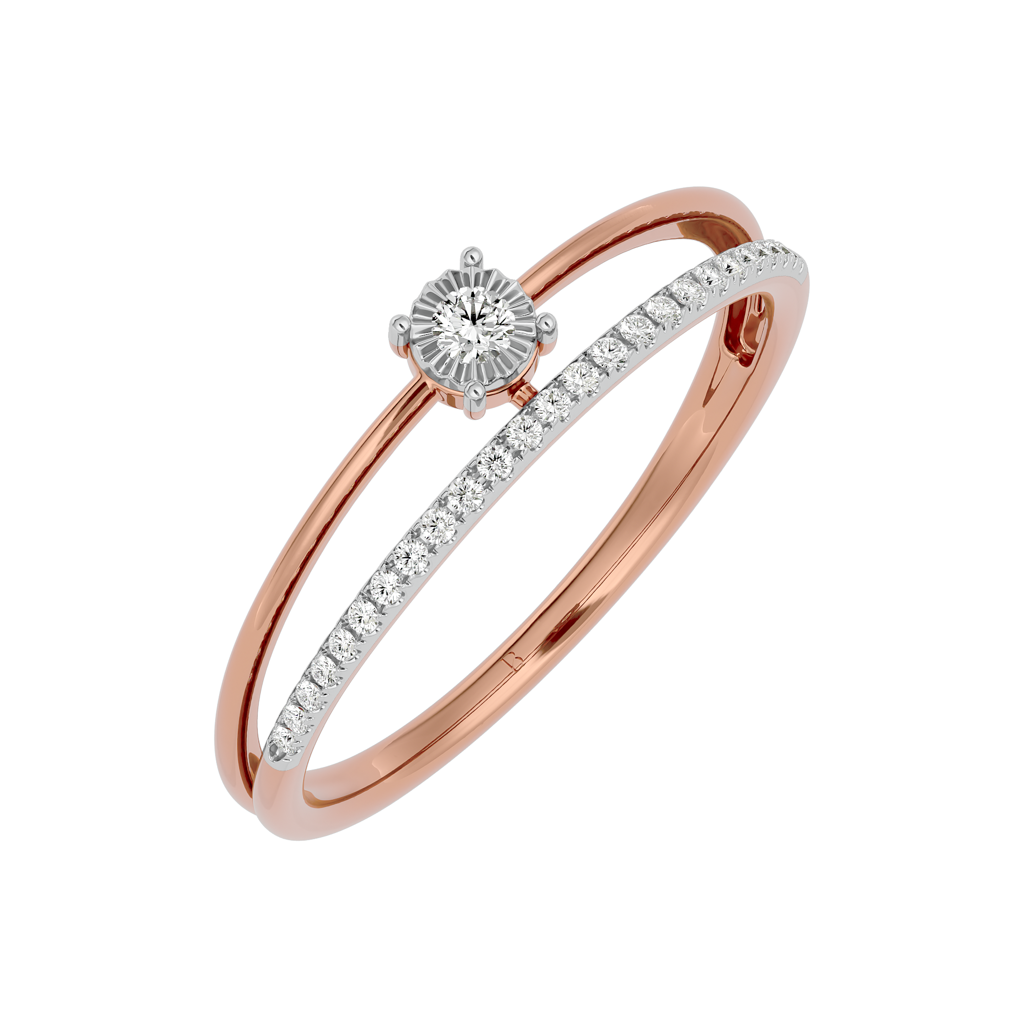 Rose gold 0.13 Ct Lab Grown Diamond Engagement Ring - Blu Diamonds