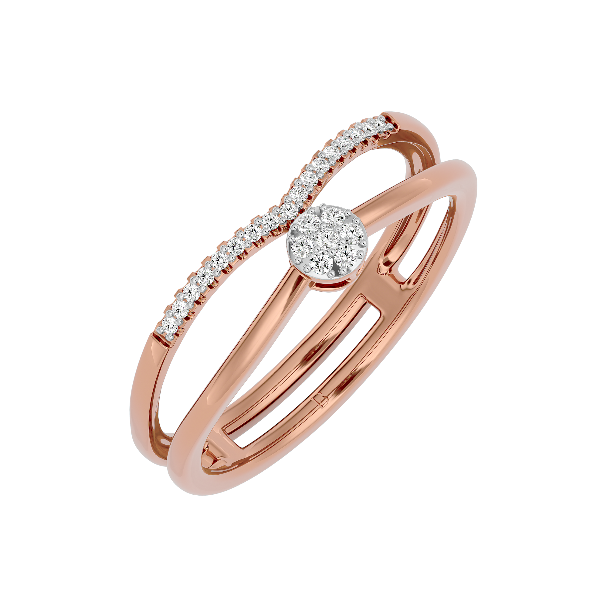 Rose Gold  0.09Ct Daily Wear Diamond Ring - Blu DIamonds