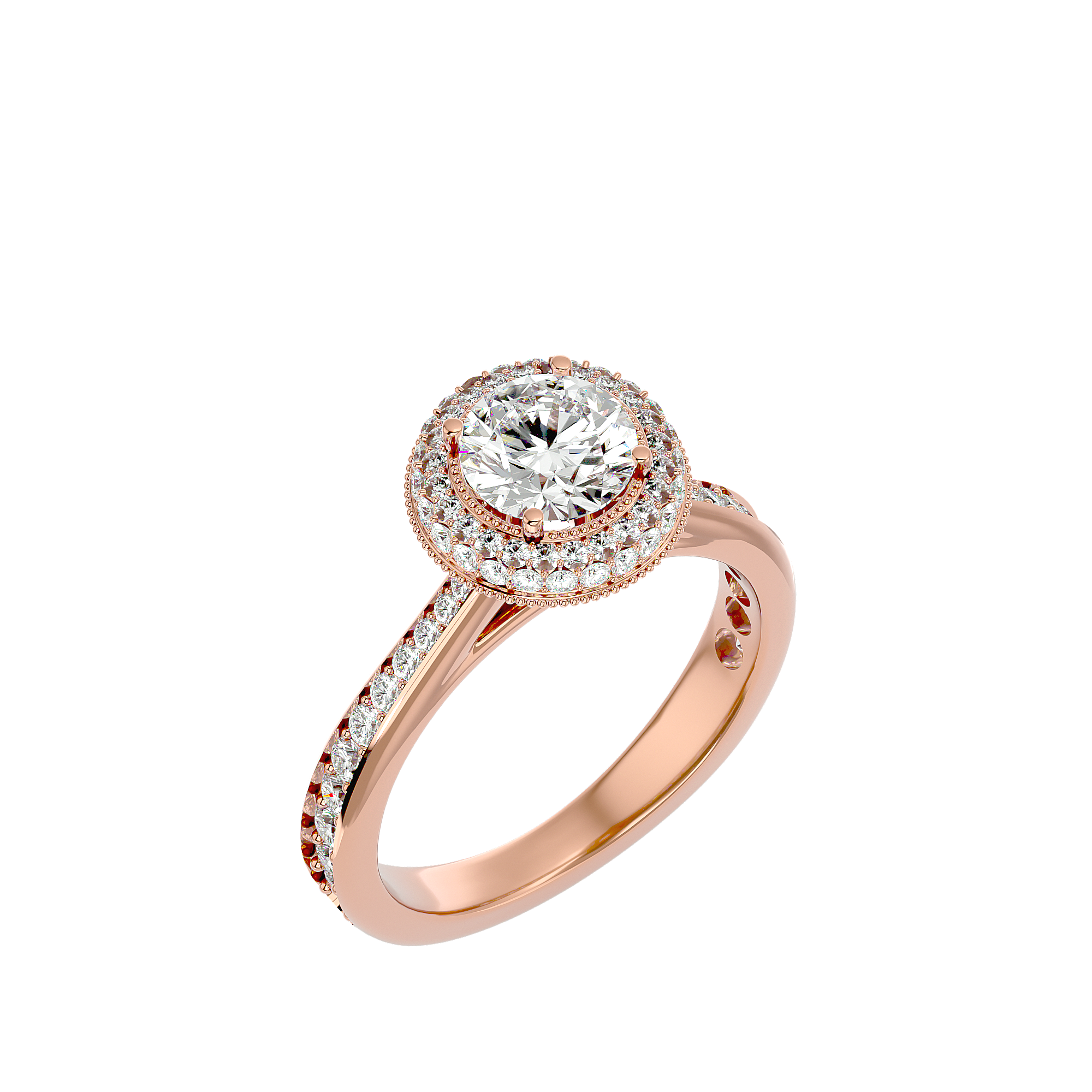 Rose Gold 1.59 Ct Round Cut Diamond RIng - Blu Diamonds