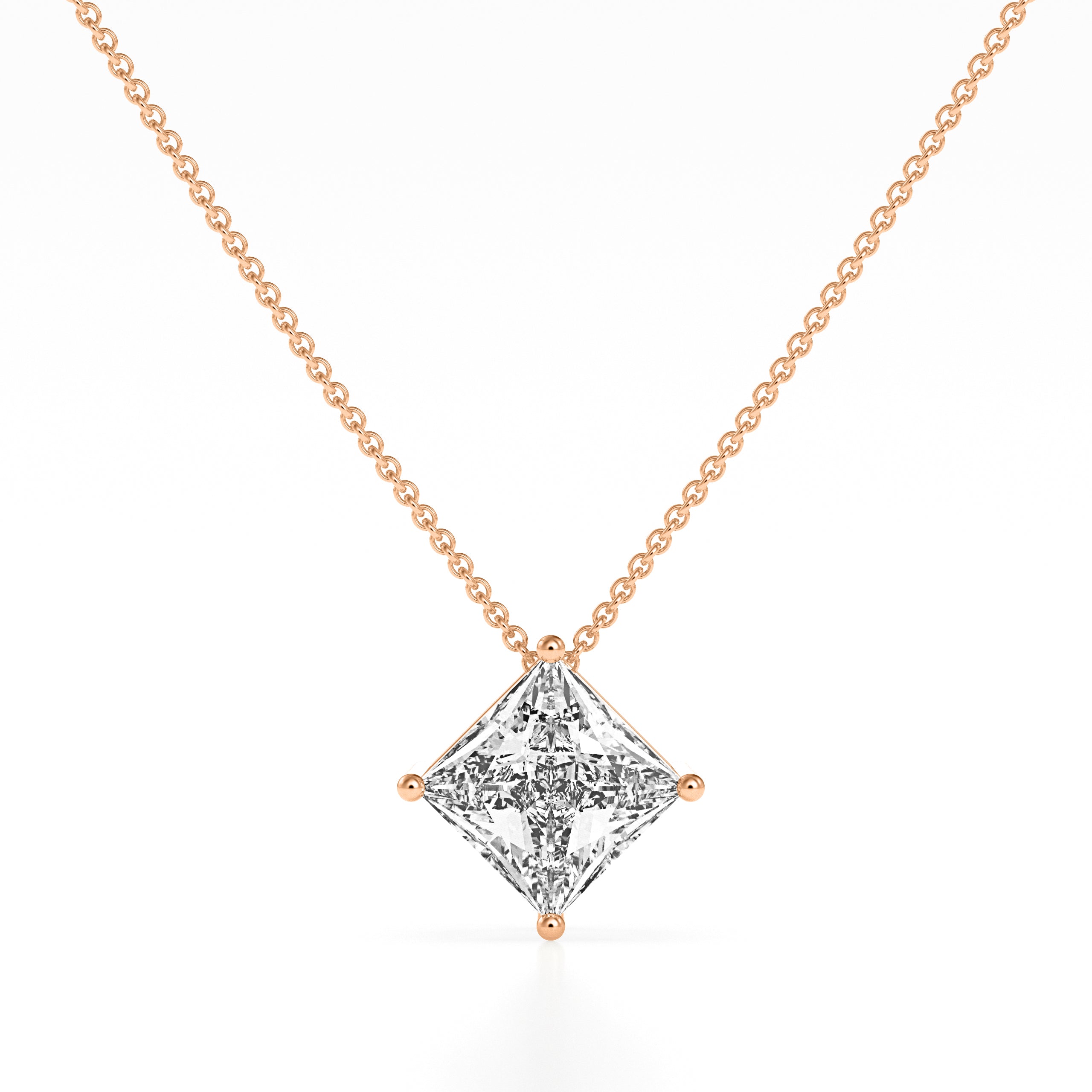 2.05Ct Princess Cut Diamond Pendant in Rose Gold - Blu Diamonds