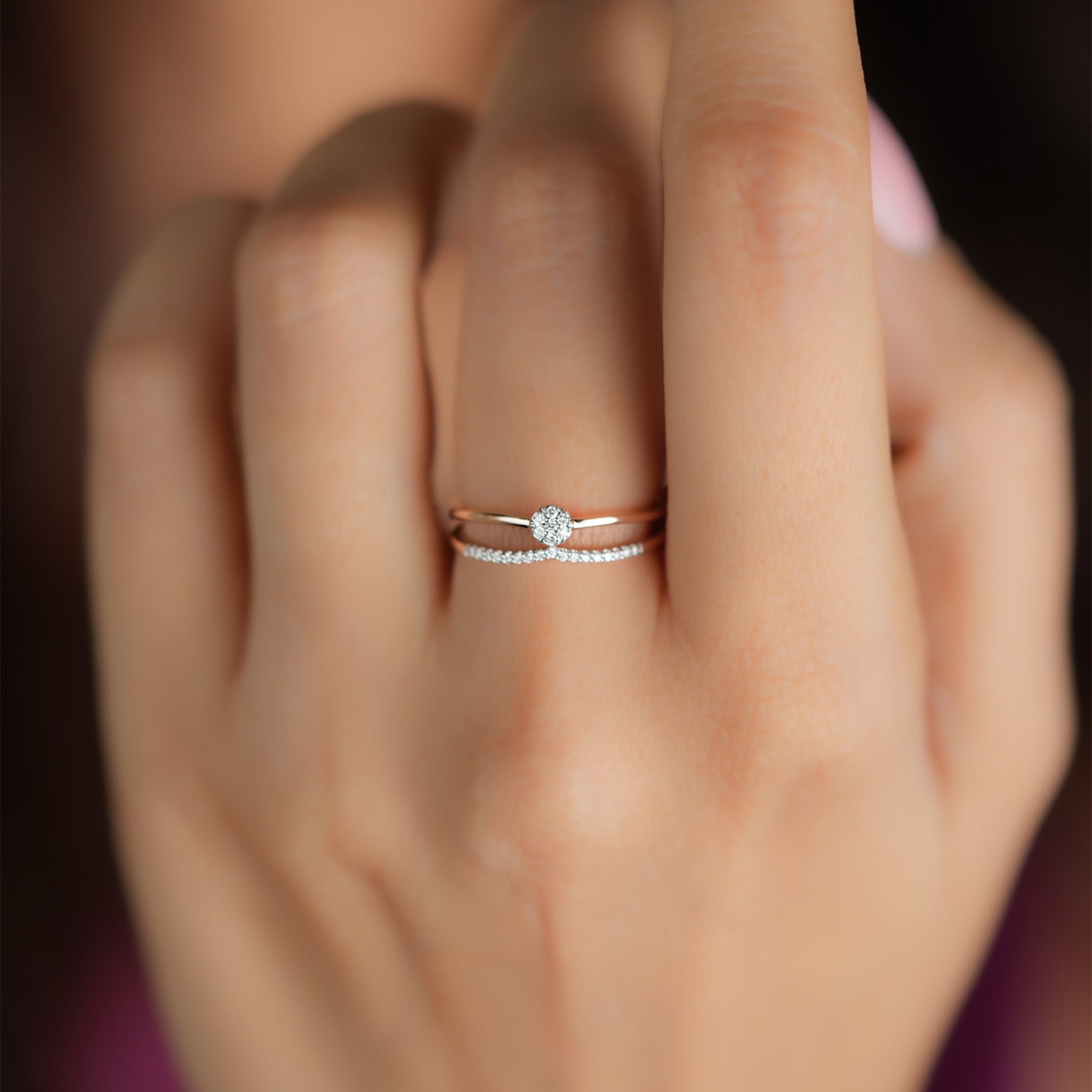 0.09Ct Daily Wear Diamond Ring in Gold For Women - Blu DIamonds