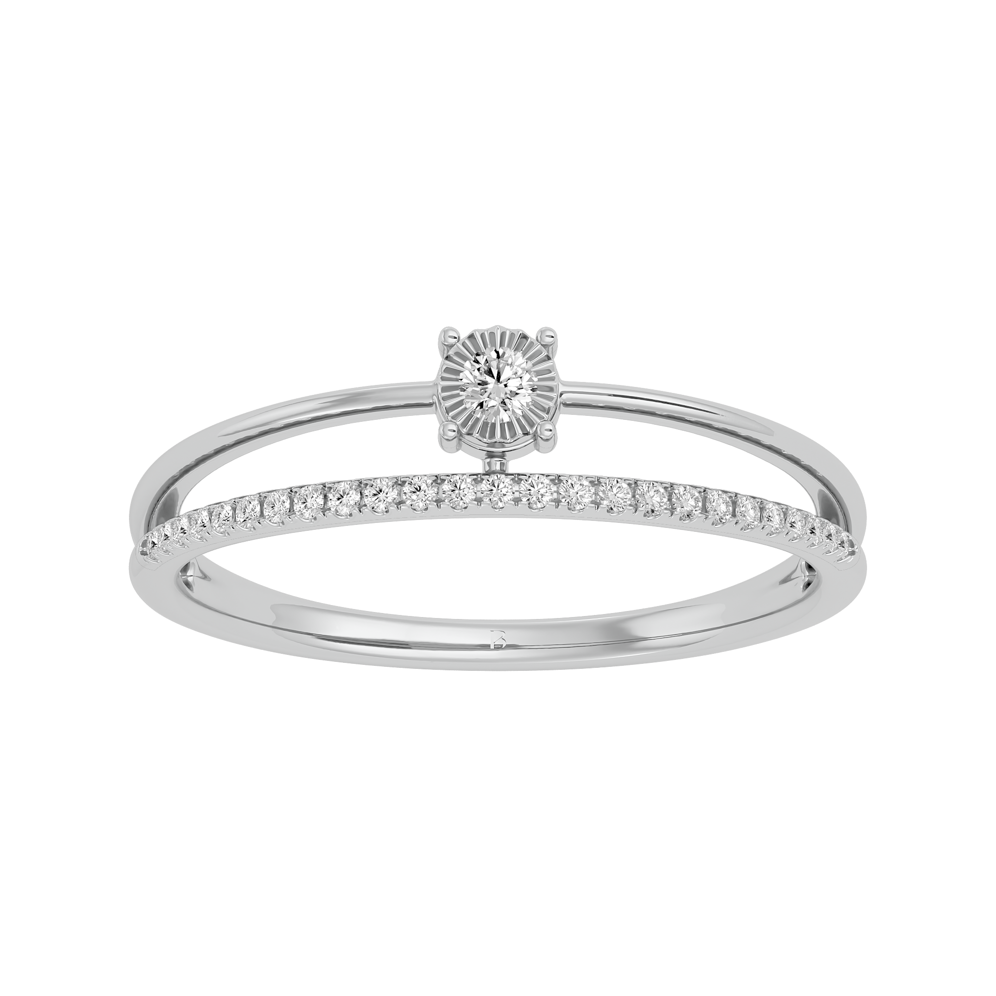 0.13 Ct Lab Grown Diamond Ring in 14Kt White Gold - Blu Diamonds