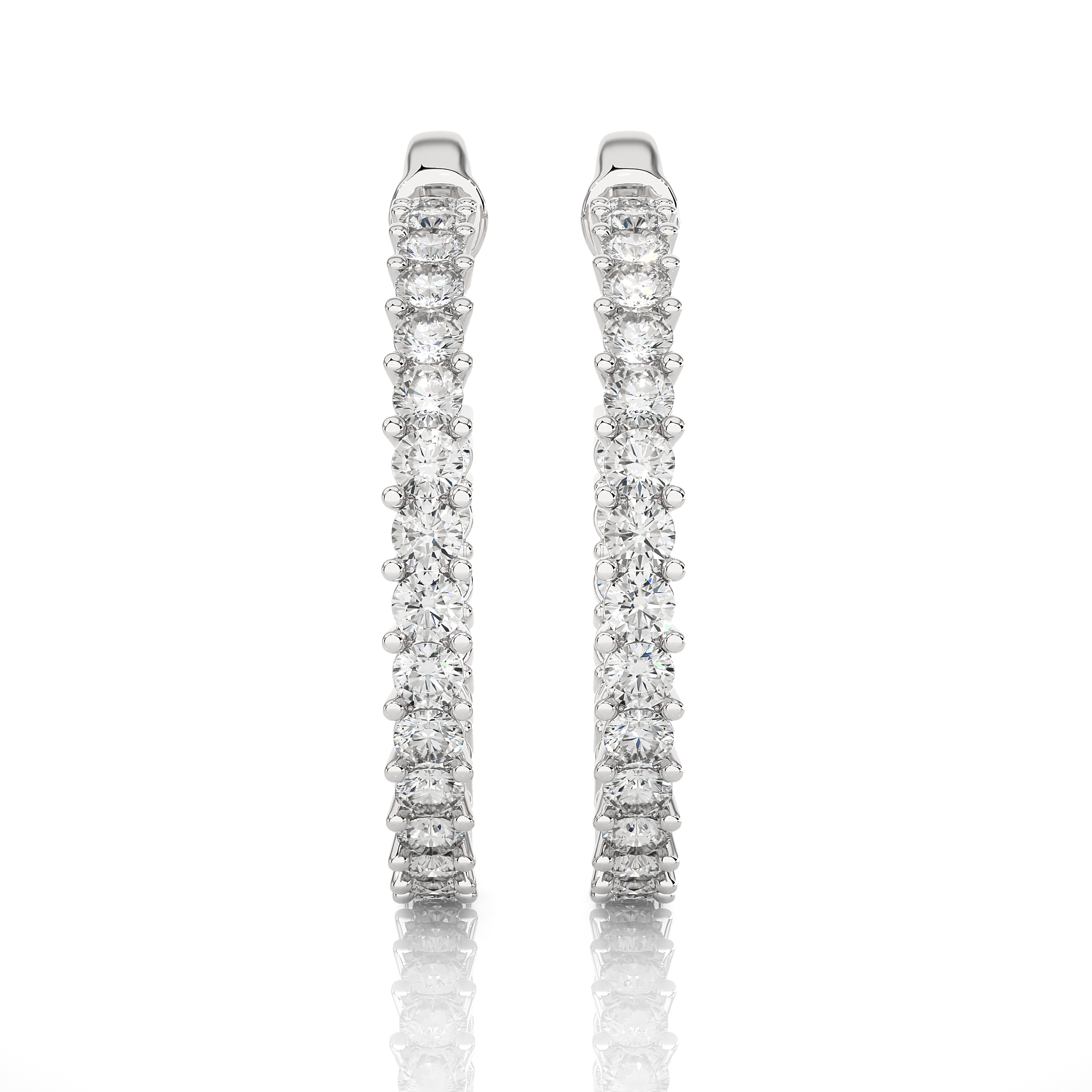 0.92Ct Round Cut Diamond Hoop Earrings in White Gold - Blu Diamonds