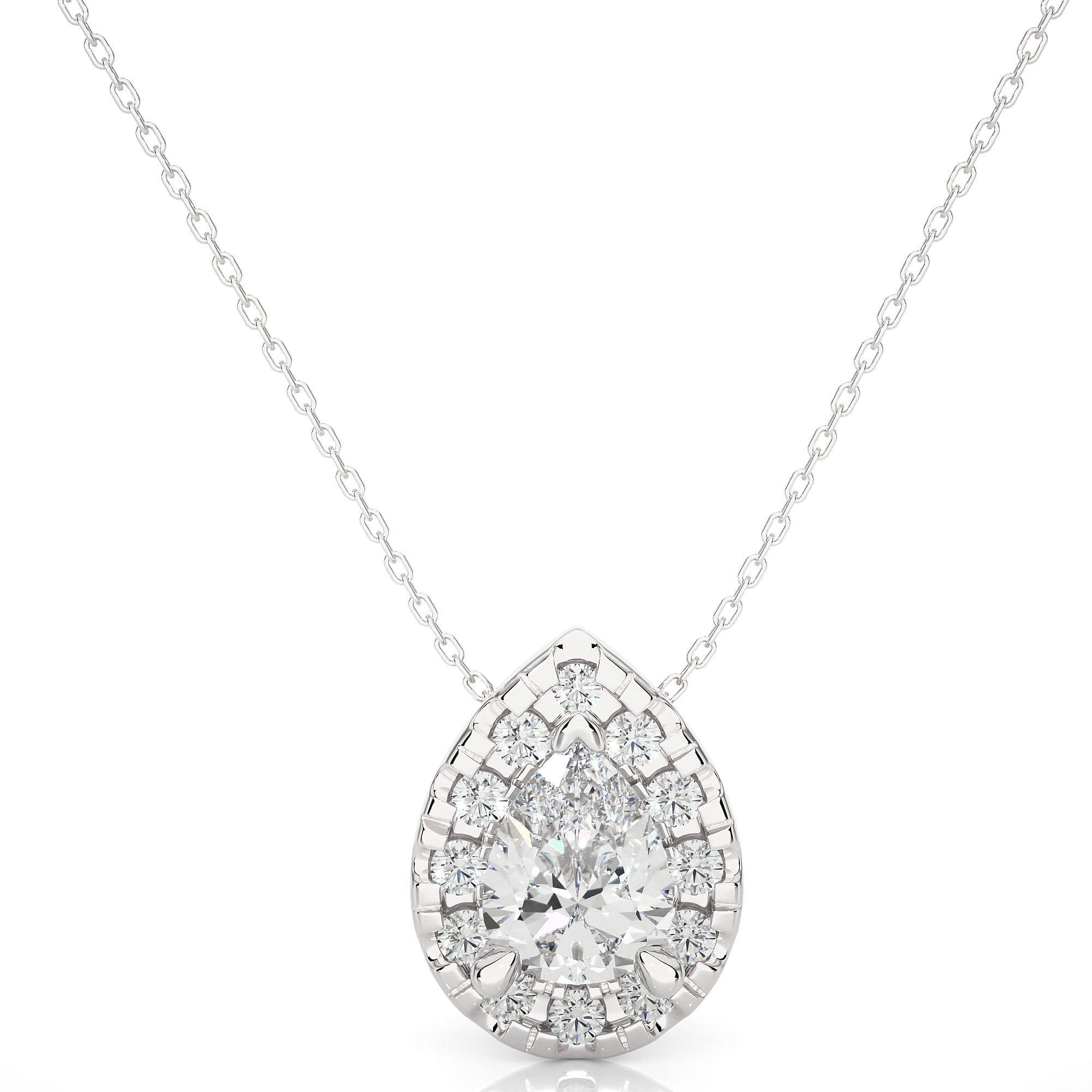 White Gold 0.8Ct Pear Shaped Diamond Pendant - Blu Diamonds