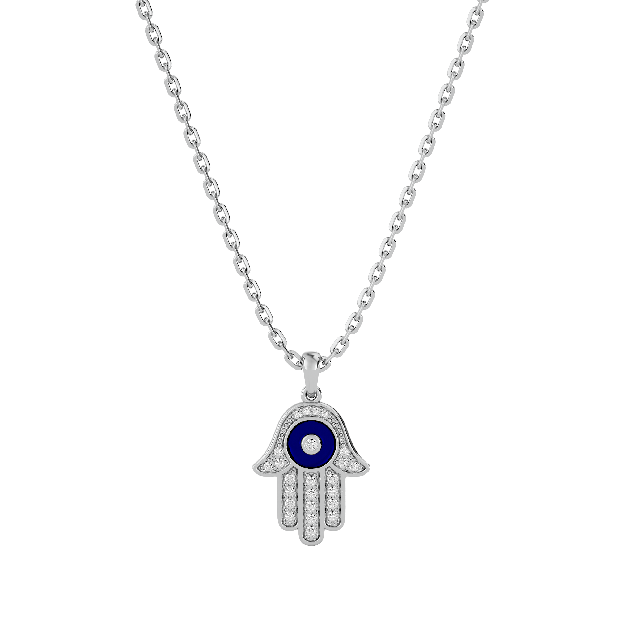 Hamsa Evil Eye Lab Grown Diamond Pendant