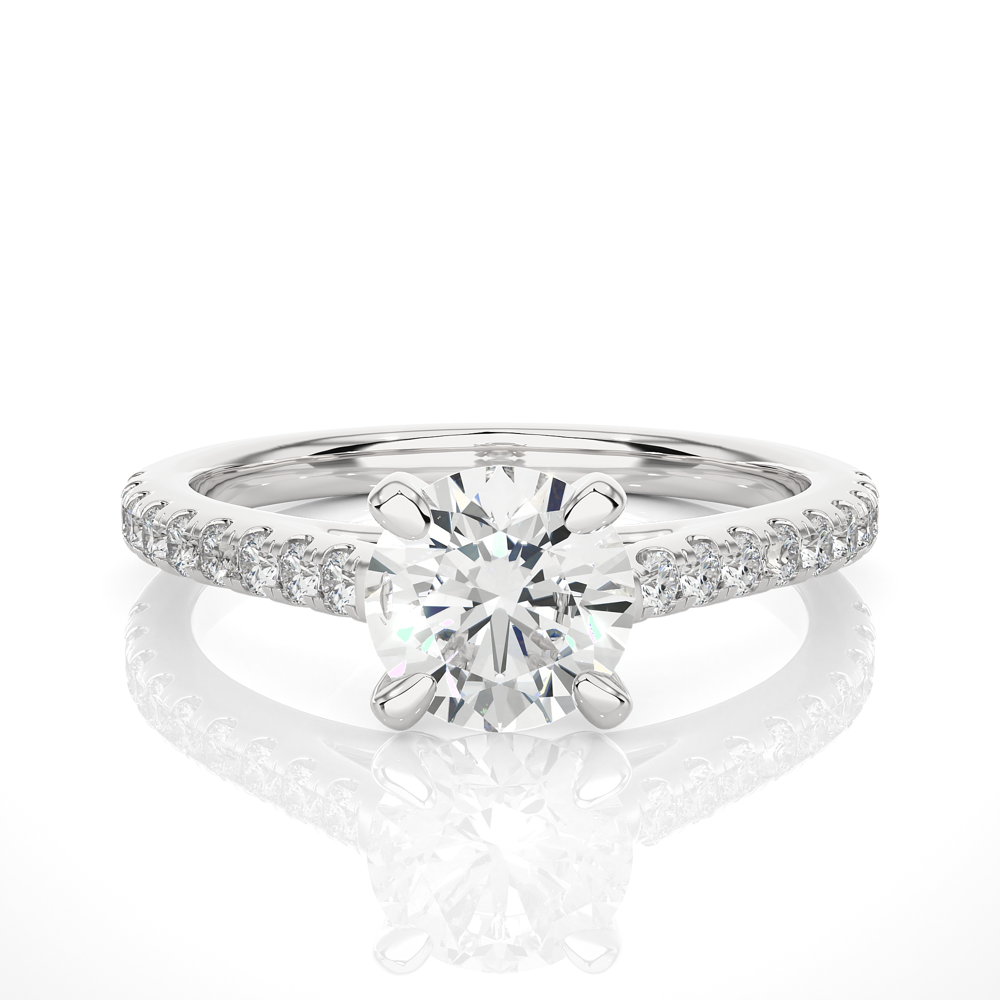 1.36Ct Round Lab Grown Diamond Ring in 14Kt White Gold - Blu Diamonds