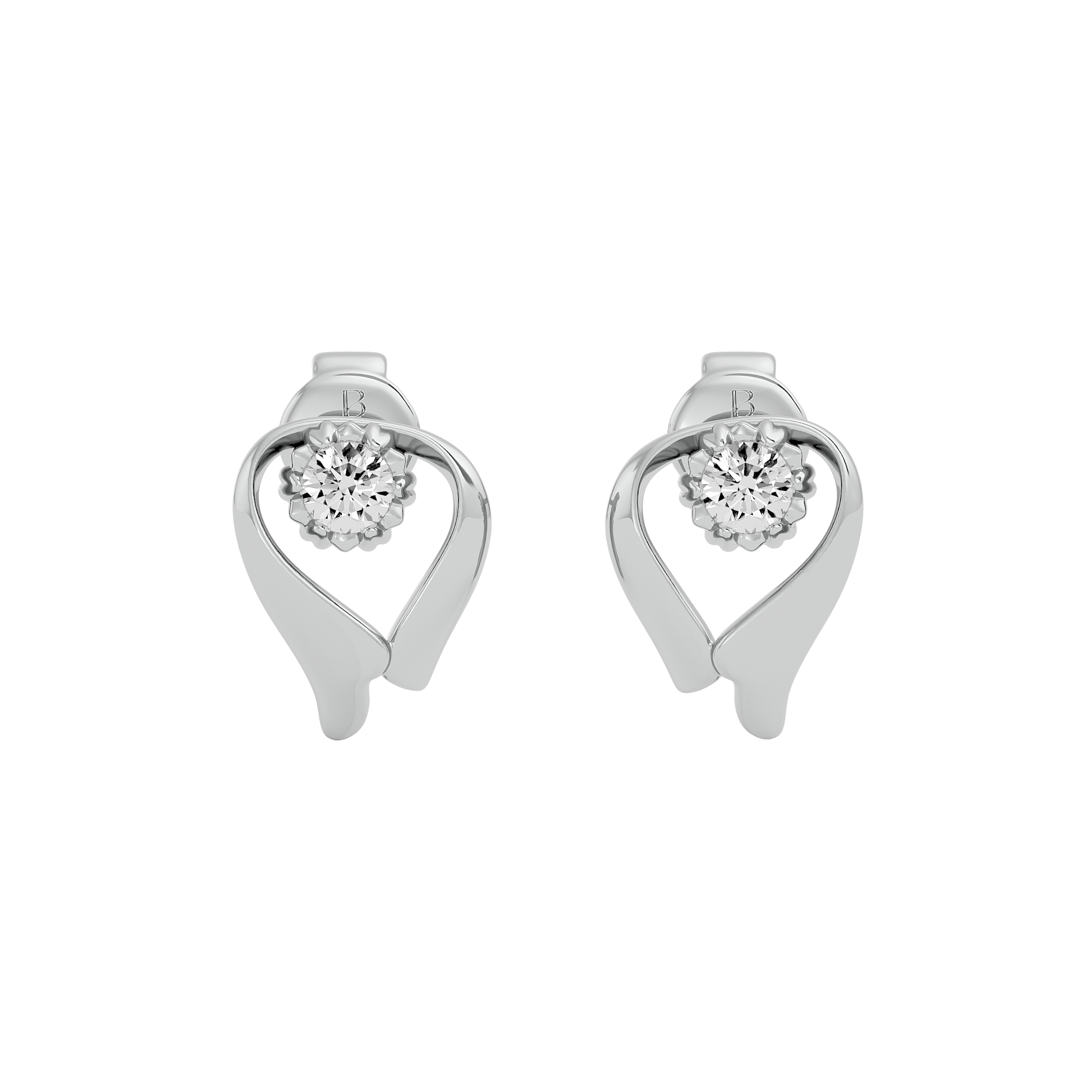 White Gold 0.12 Carats Dimaond Solitaire Earring - Blu Diamonds