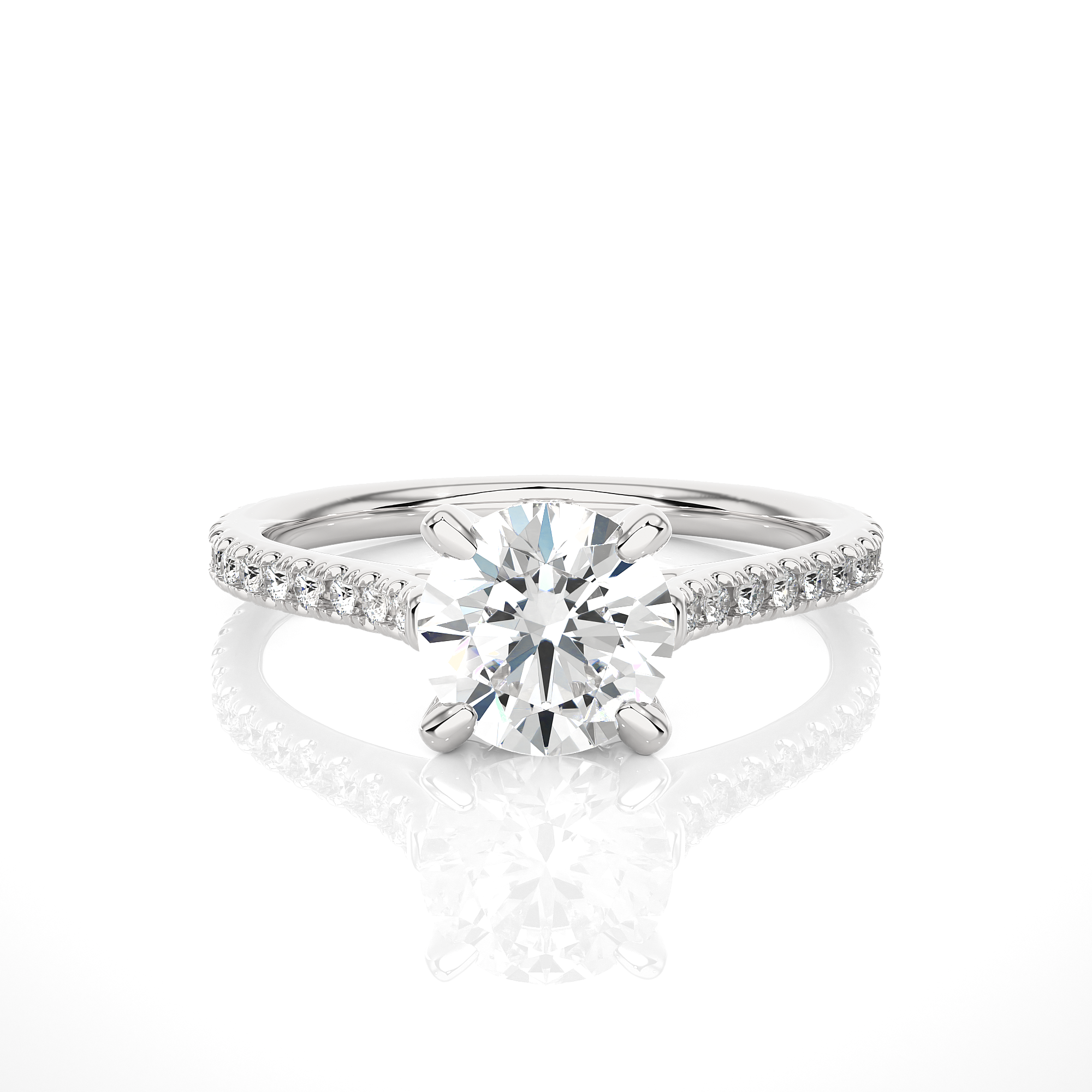 1.58Ct Round Cut Solitaire diamond Ring in White Gold - Blu Diamonds