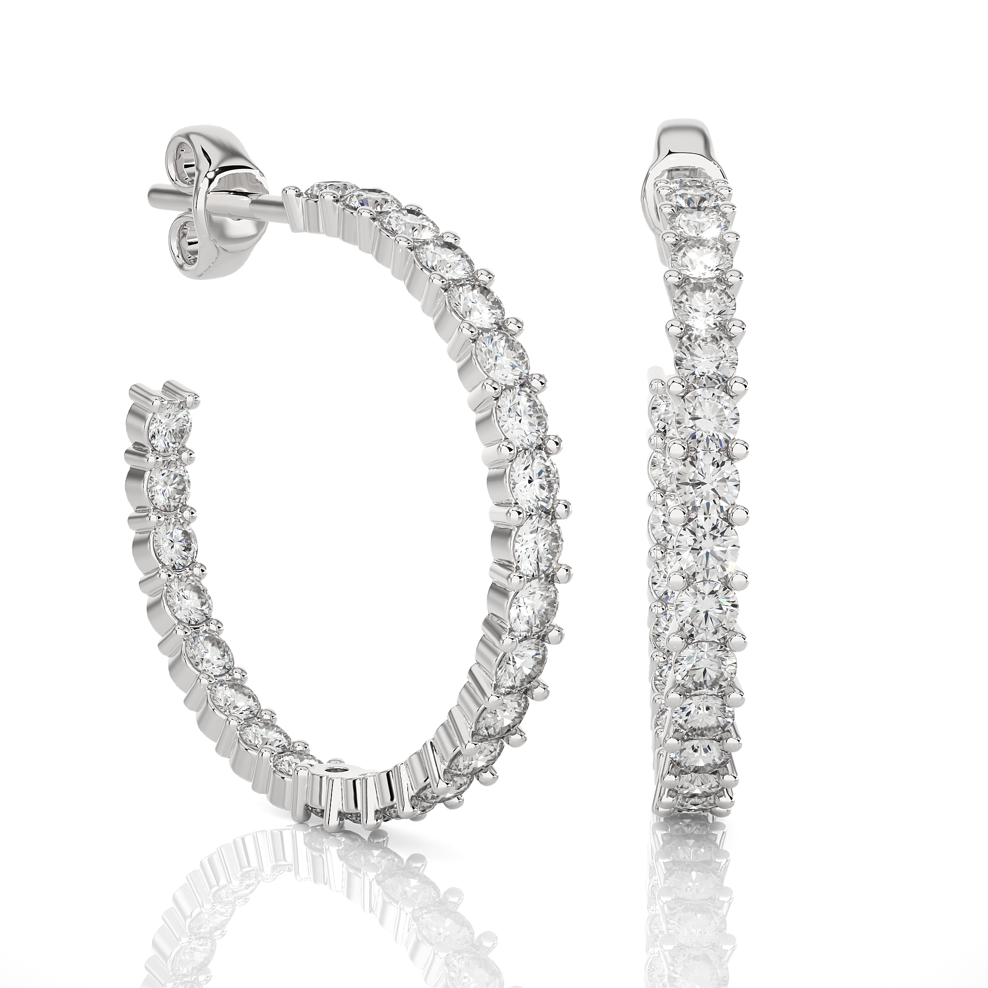  White Gold 0.92Ct Round Cut Diamond Hoop Earrings - Blu Diamonds