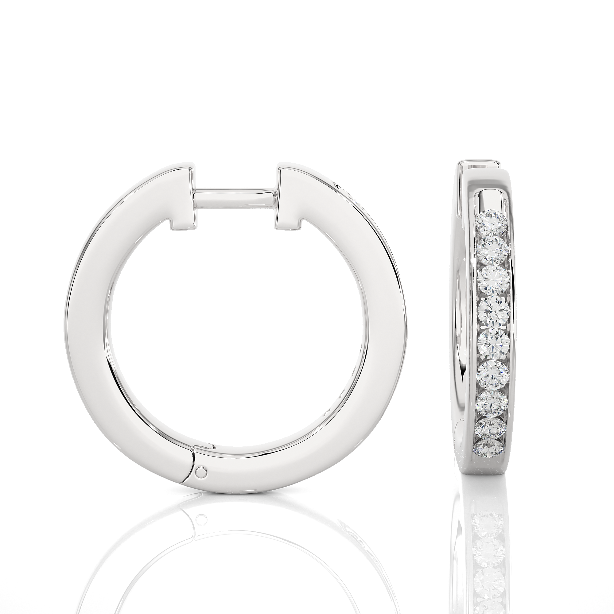 0.52Ct Round Diamond Hoop Earrings in 14Kt White Gold - Blu Diamonds