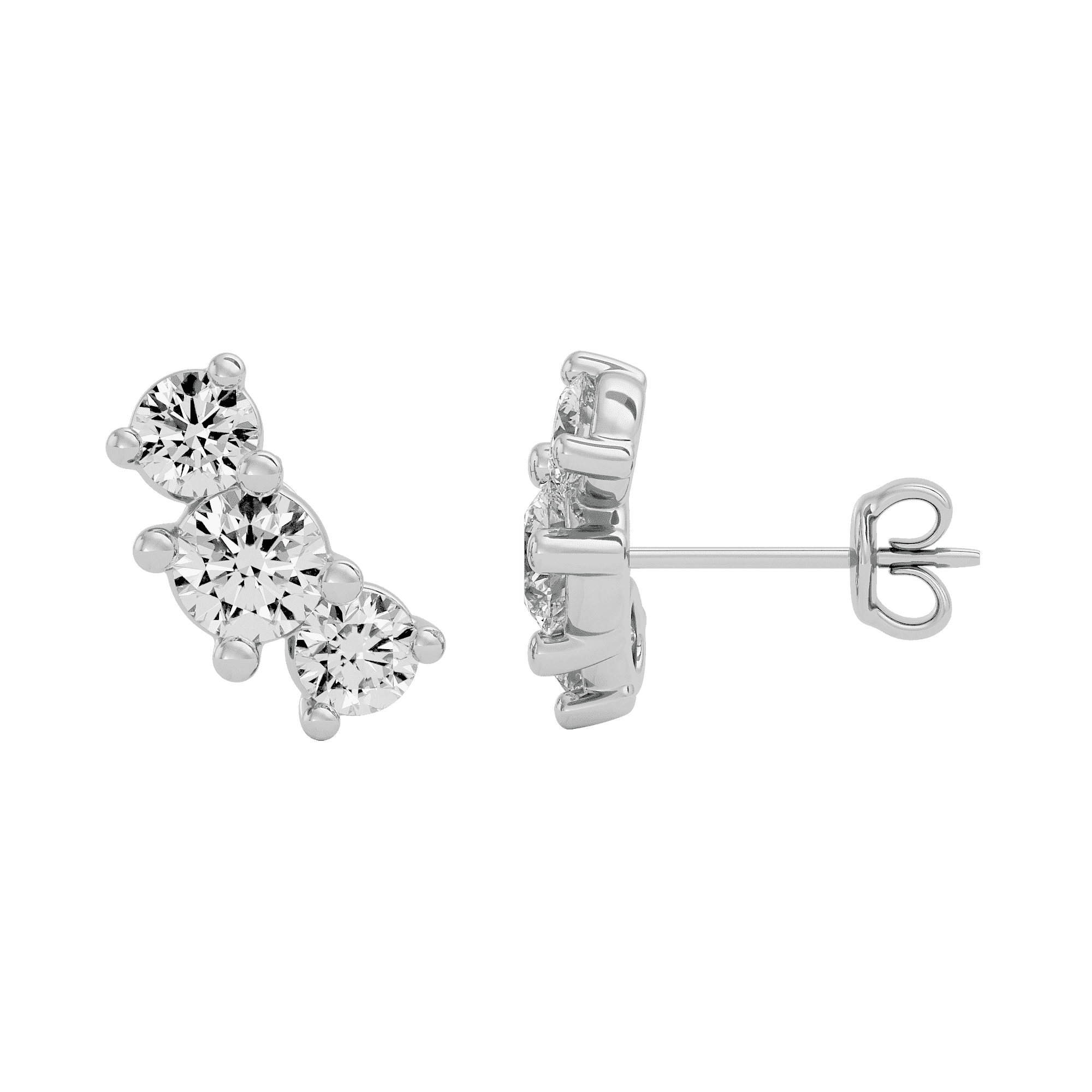 White Gold 0.94 Ct Solitaire Dimaond Earring - Blu DIamonds