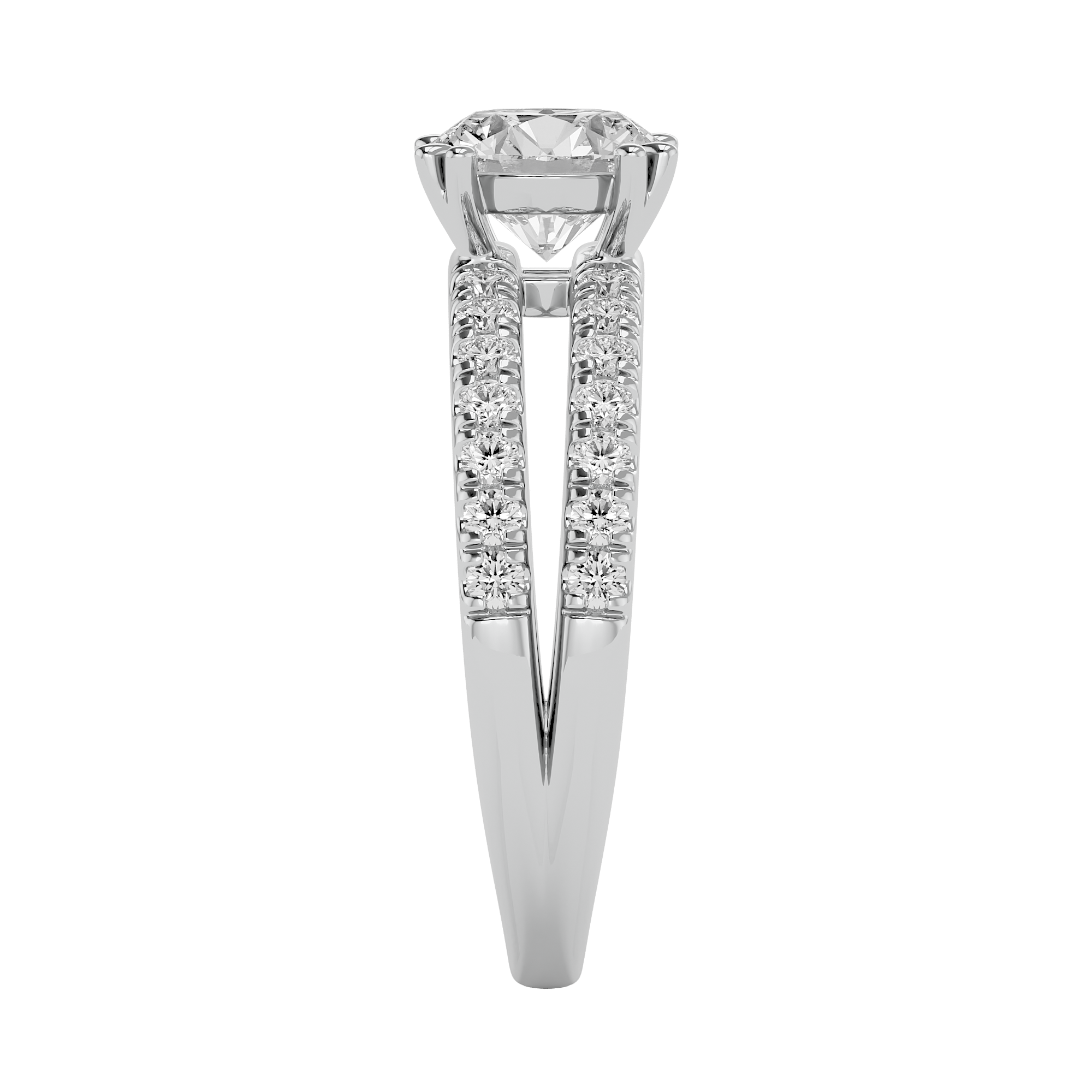 Round Cut Solitaire Diamond White Gold Ring By Blu Diamonds  