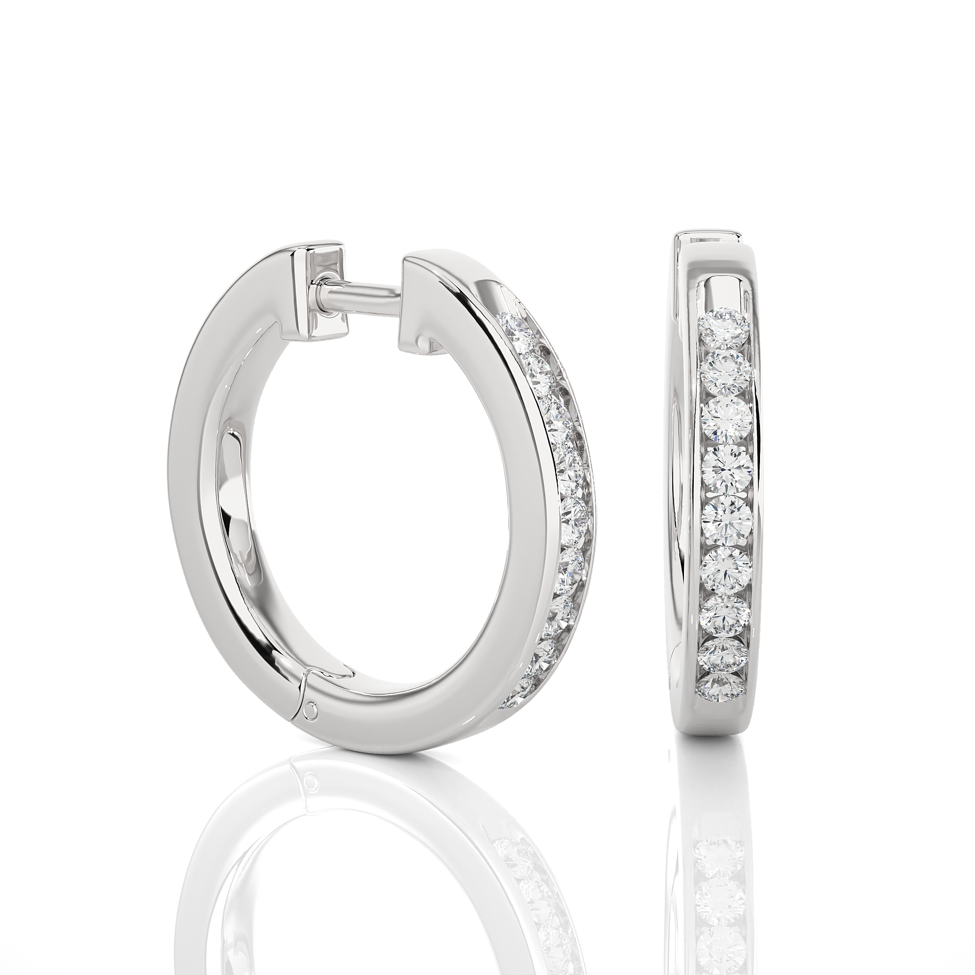 White Gold 0.52Ct Round Diamond Hoop Earrings - Blu Diamonds