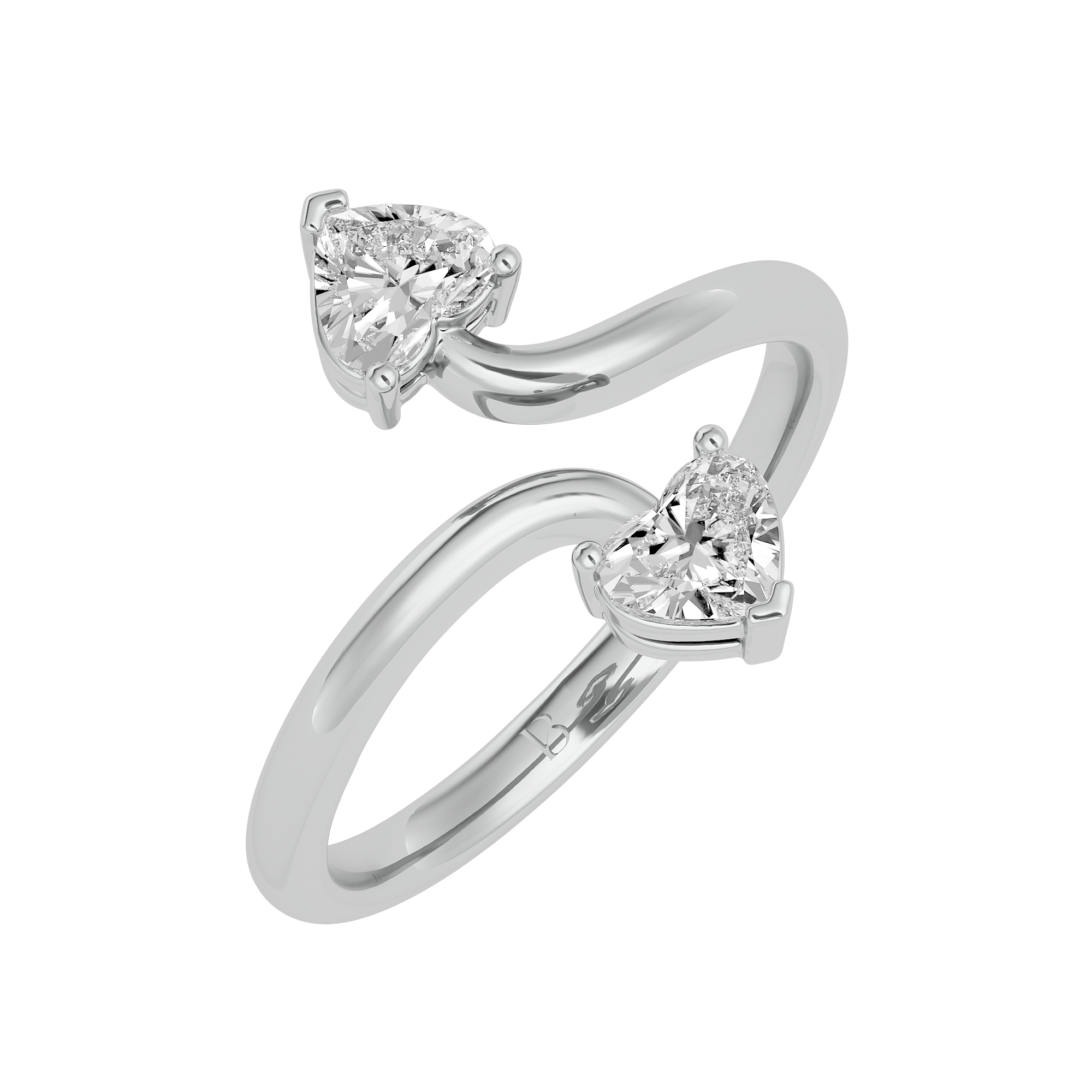 14 Kt White Gold 0.66Ct Heart Shaped Promise Ring - Blu Diamonds