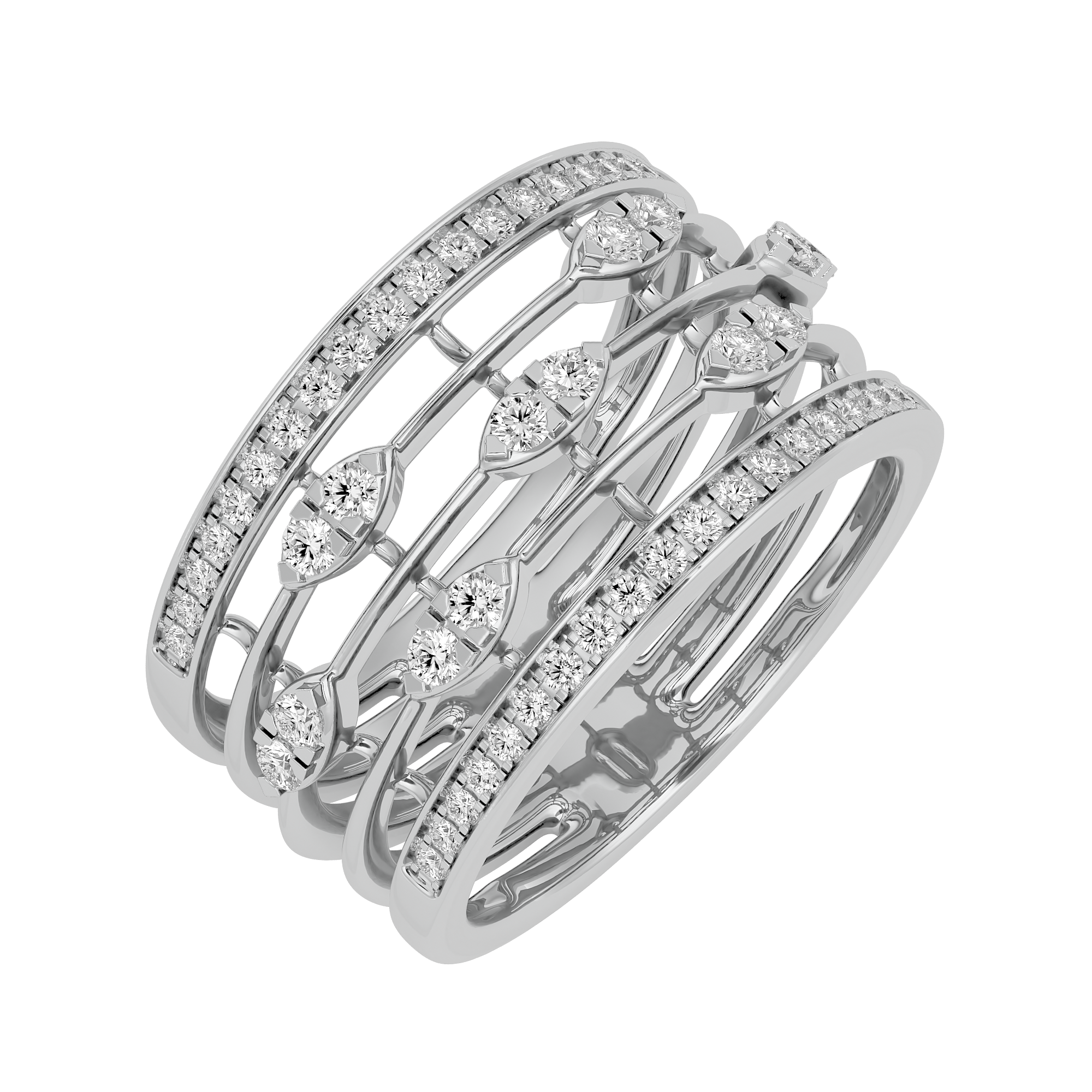 0.58Ct Diamond Wedding Ring / Band with 14Kt White Gold- Blu Diamonds
