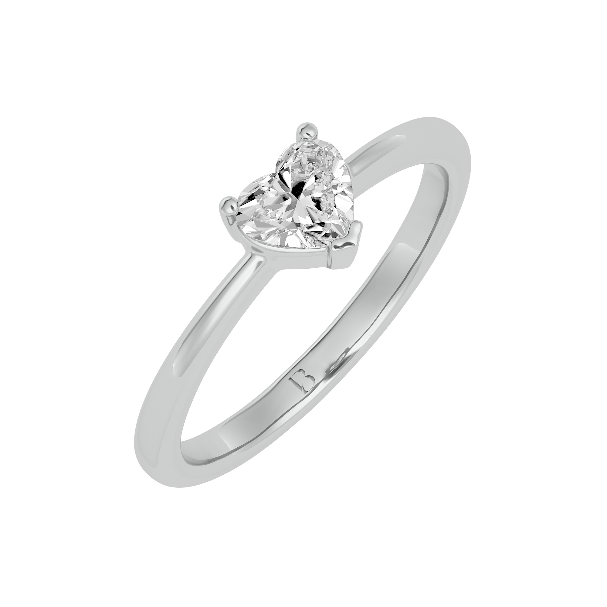 Heart Shaped Solitaire Diamond Ring in White Gold - Blu Diamonds 
