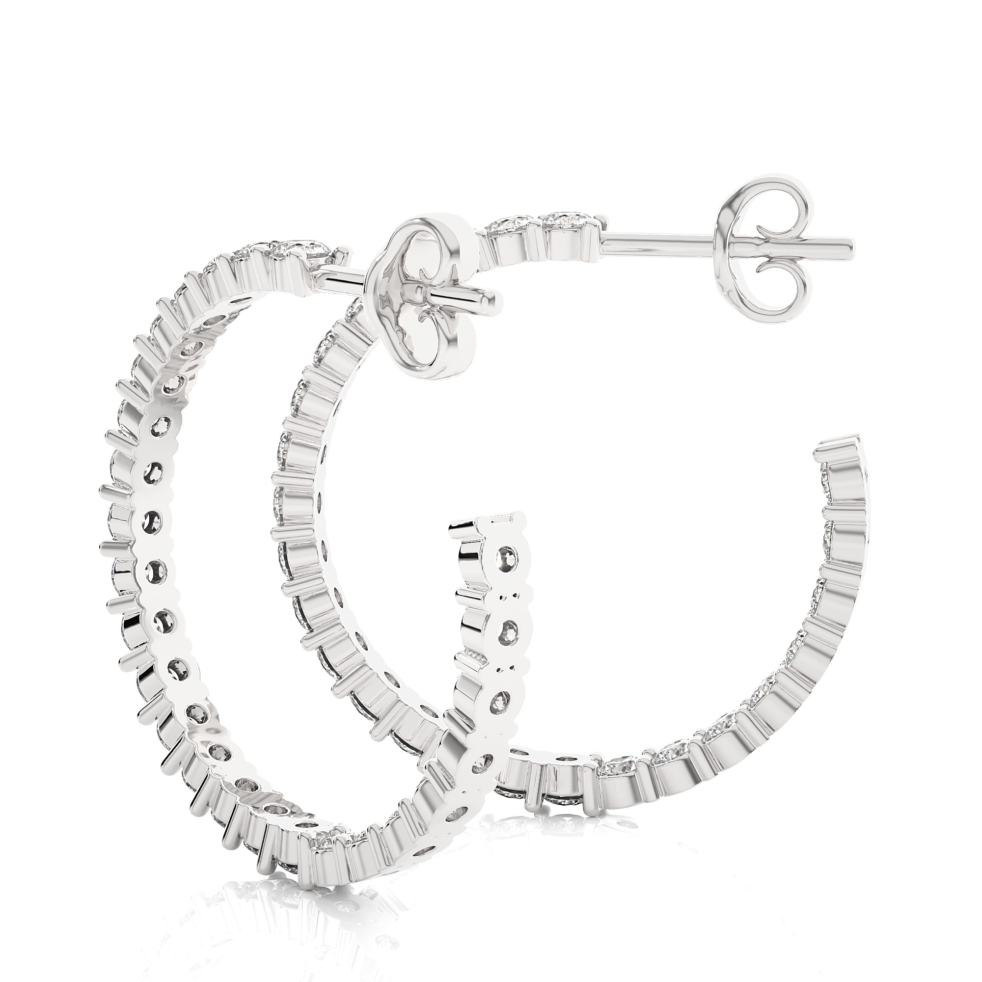 White Gold 0.92Ct Round Shaped Diamond Hoop Earrings - Blu Diamonds