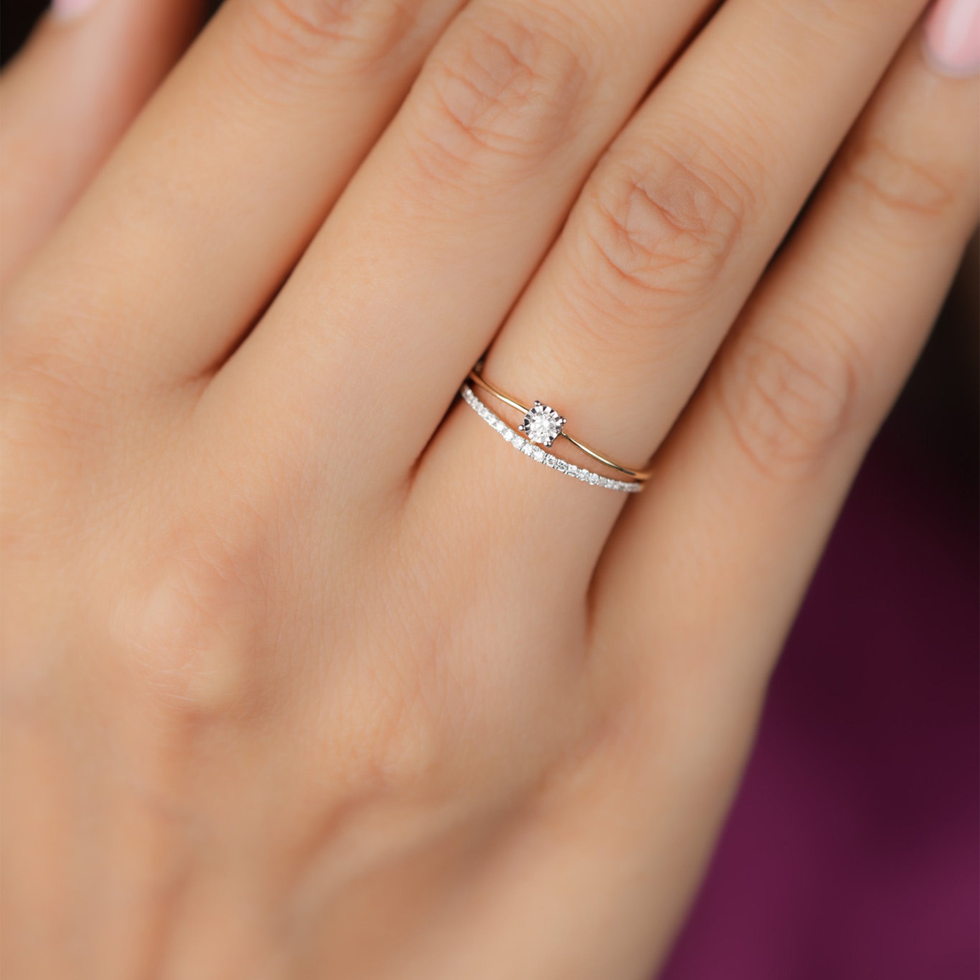 Engagement 0.13ct dimaond ring for women  - Blu Diamonds