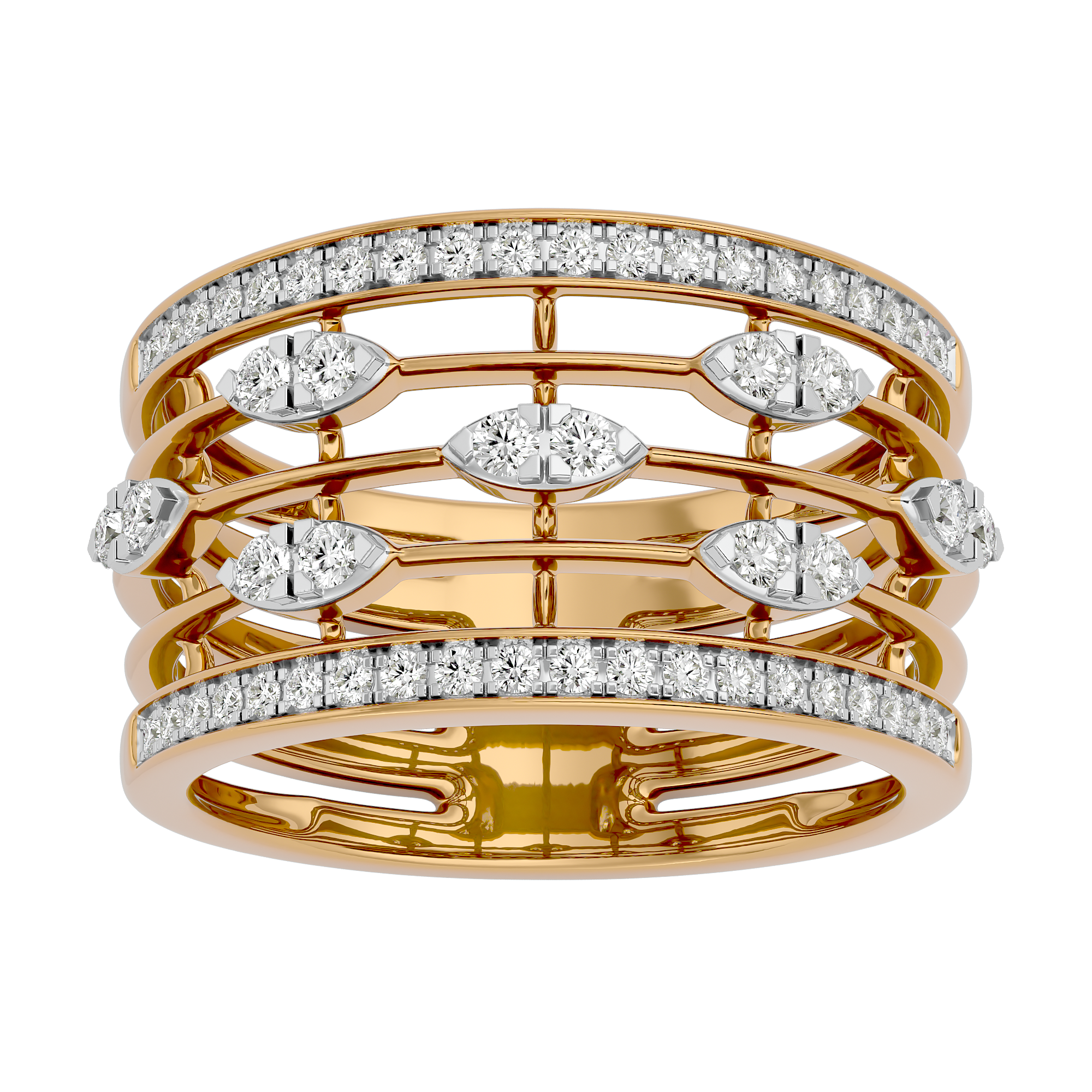 0.58Ct Diamond Wedding Ring / Band with 14Kt Yellow Gold- Blu Diamonds