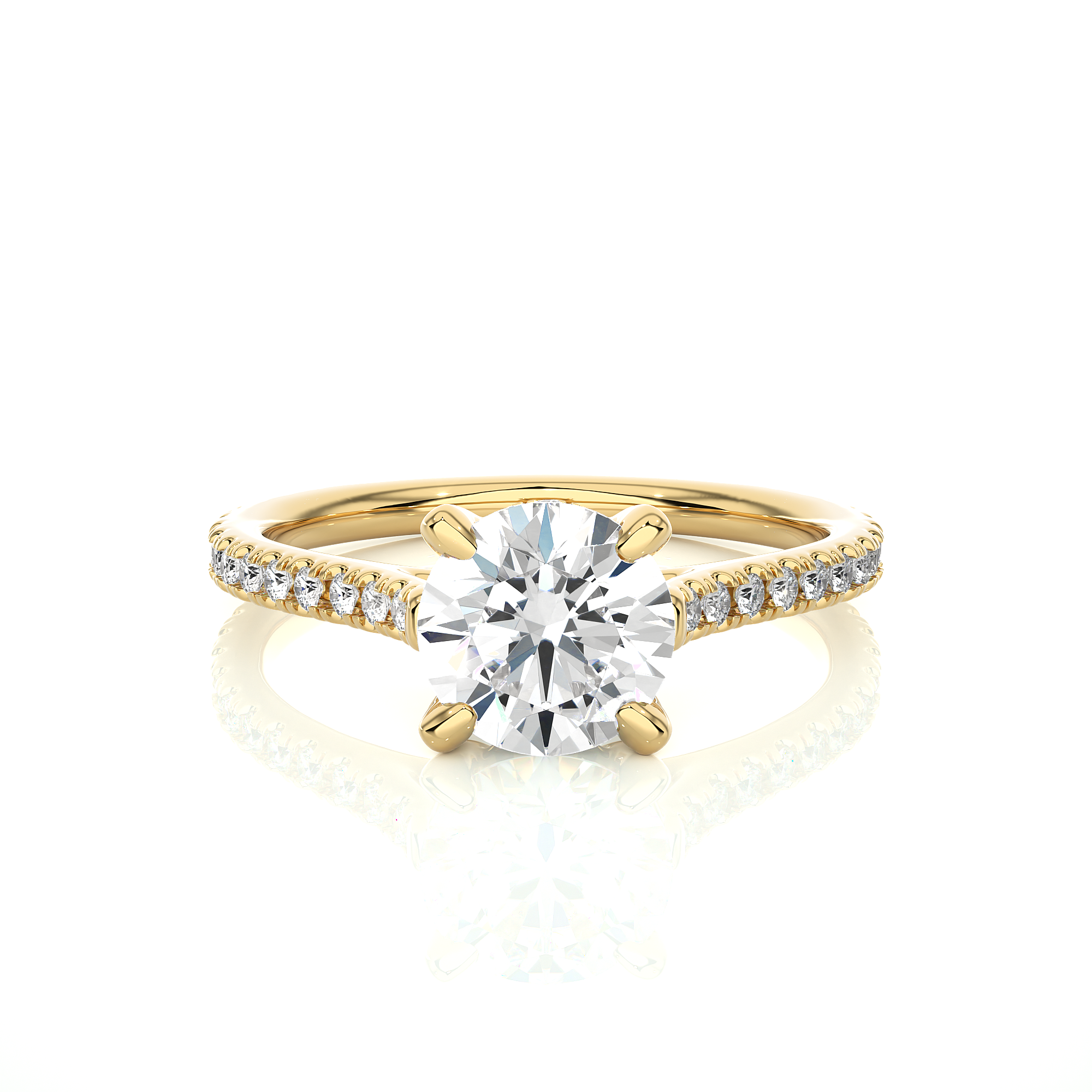 1.58Ct Round Cut Solitaire diamond Ring in Yellow Gold - Blu Diamonds