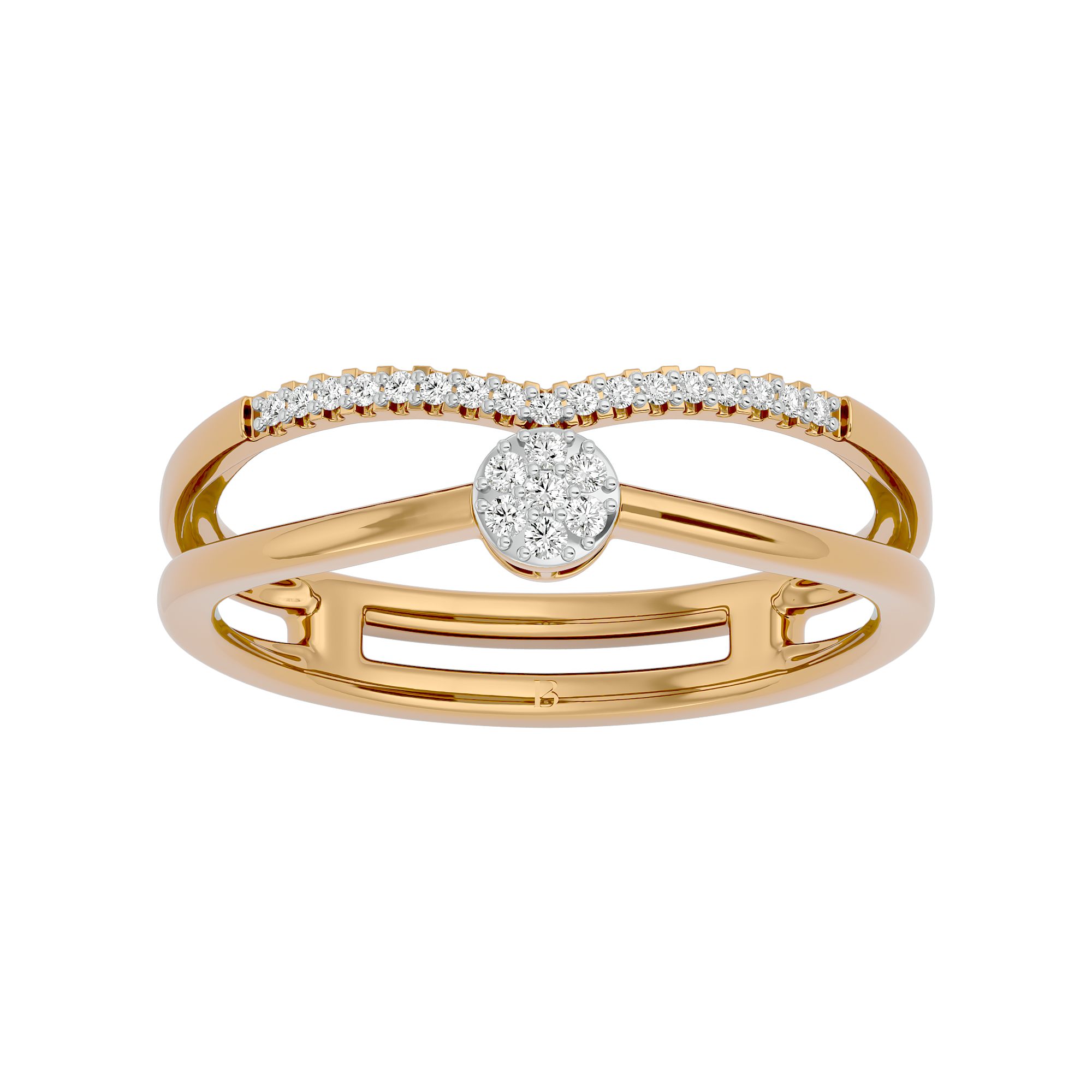 0.09Ct Daily Wear Diamond Ring in 14Kt Yellow Gold - Blu DIamonds