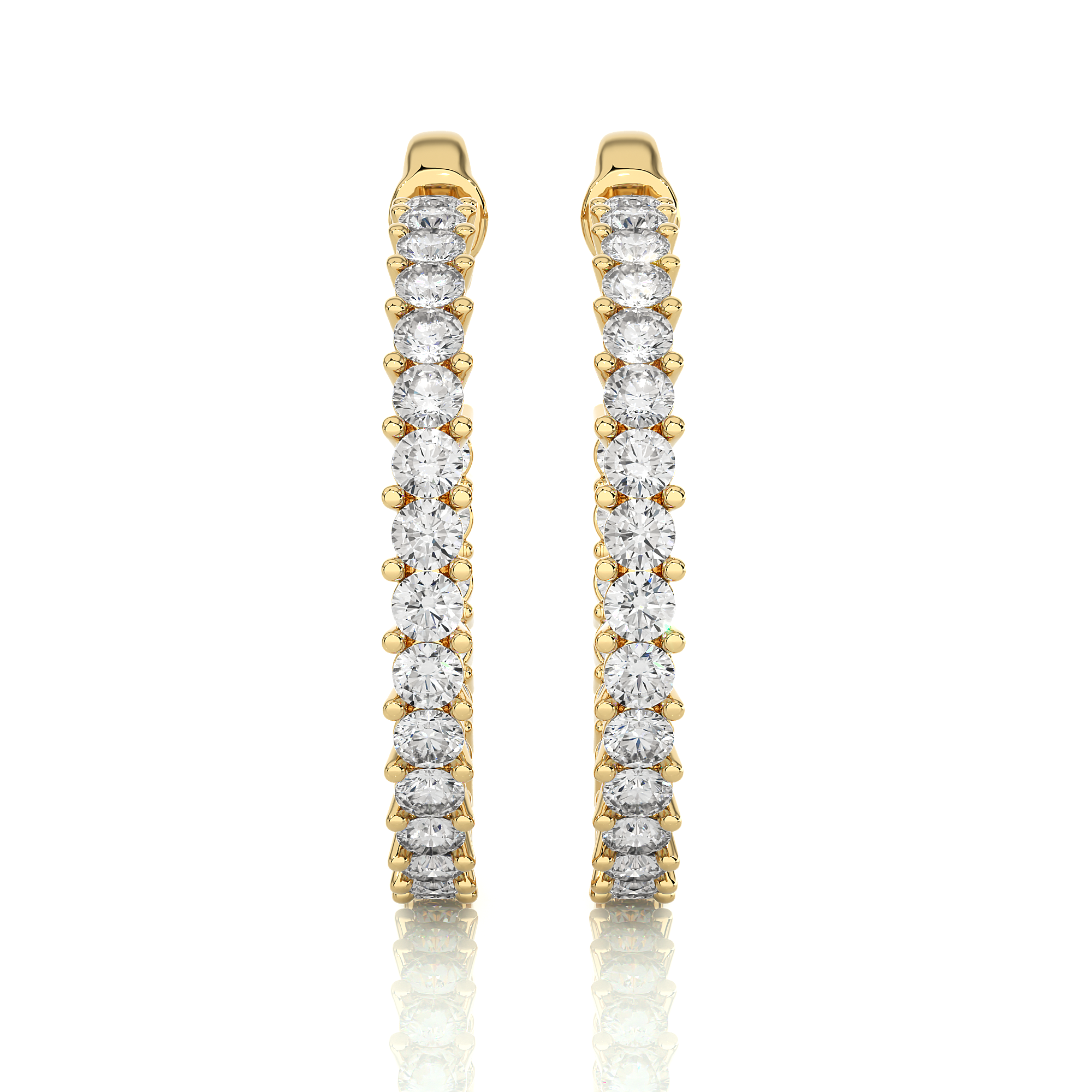 Yellow Gold 0.92Ct Round Cut Diamond Hoop Earrings - Blu Diamonds