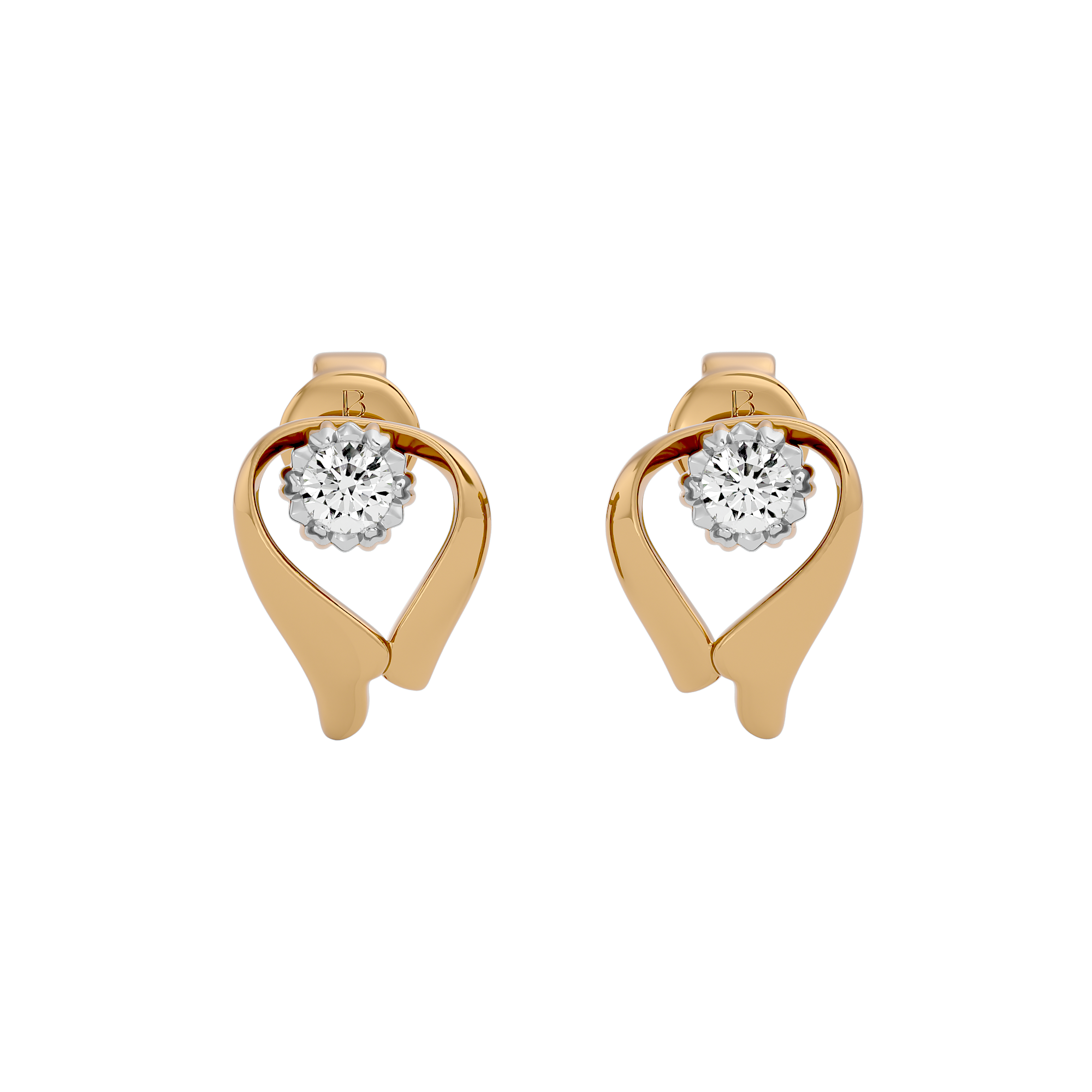 0.12 Carats Dimaond Solitaire Earring Yellow Gold - Blu Diamonds